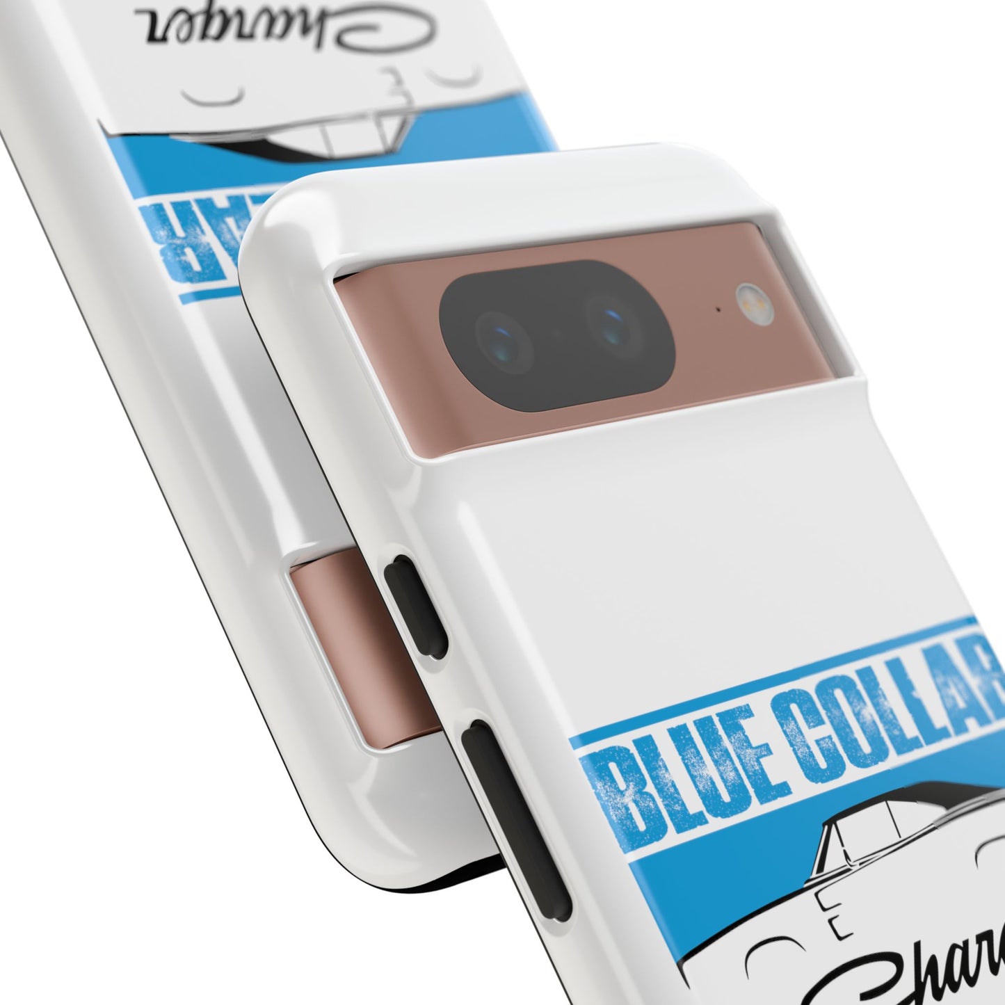 Blue Collar Charger White Phone Cases