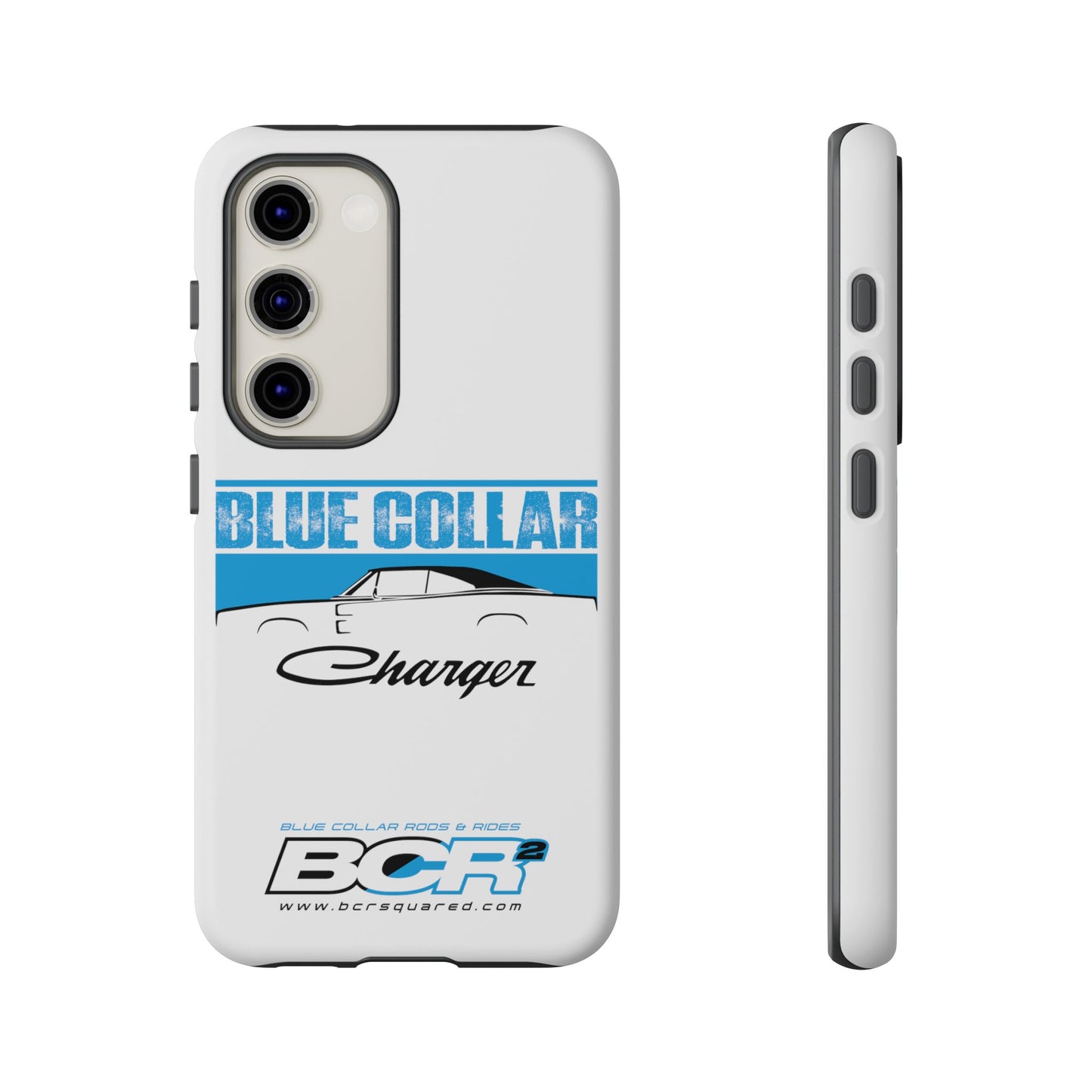 Blue Collar Charger White Phone Cases