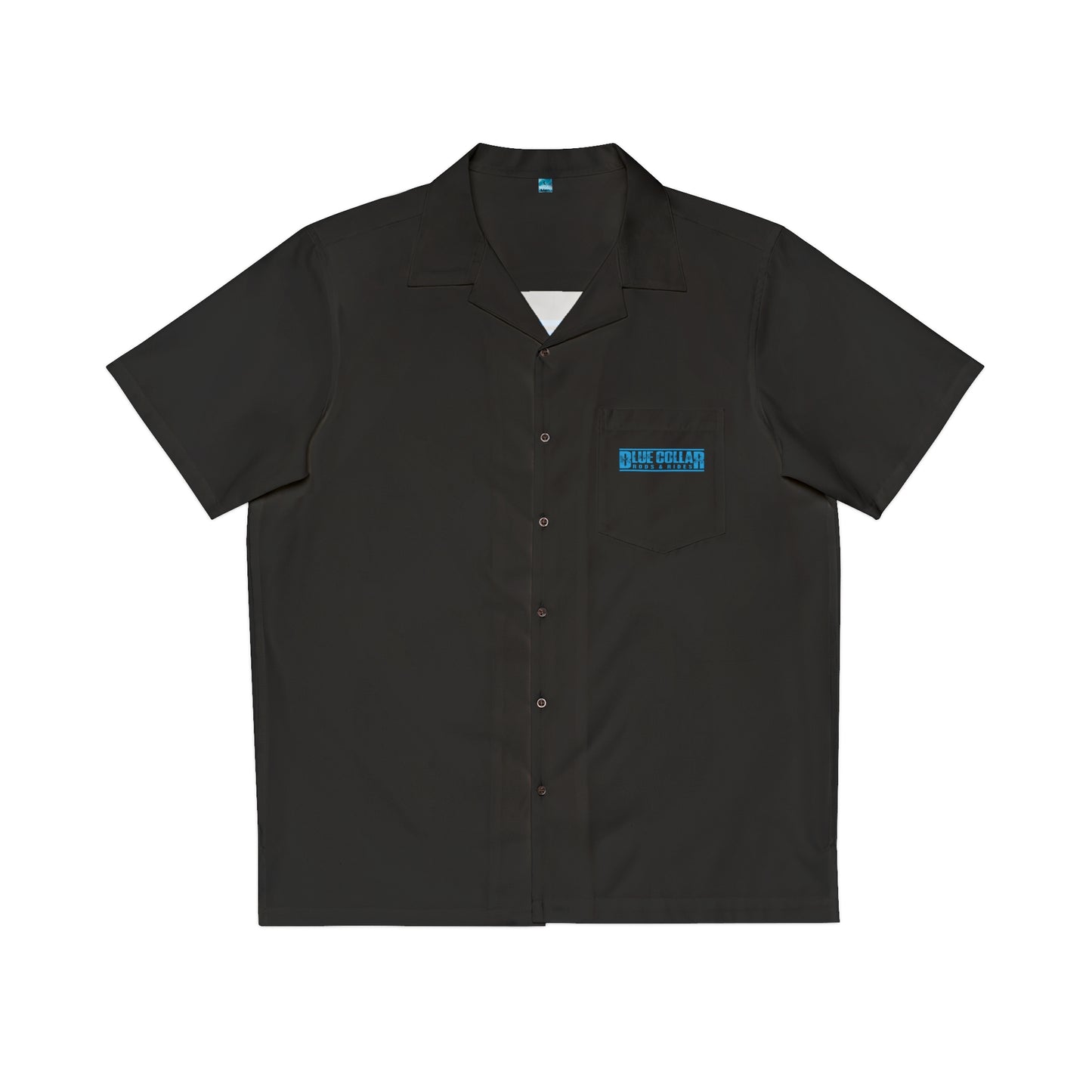 Blue Collar Block Logo Black Hawaiian Shirt