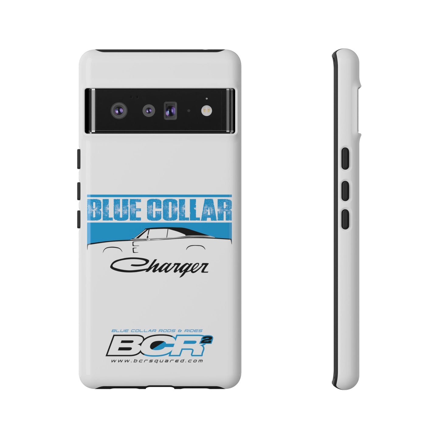 Blue Collar Charger White Phone Cases