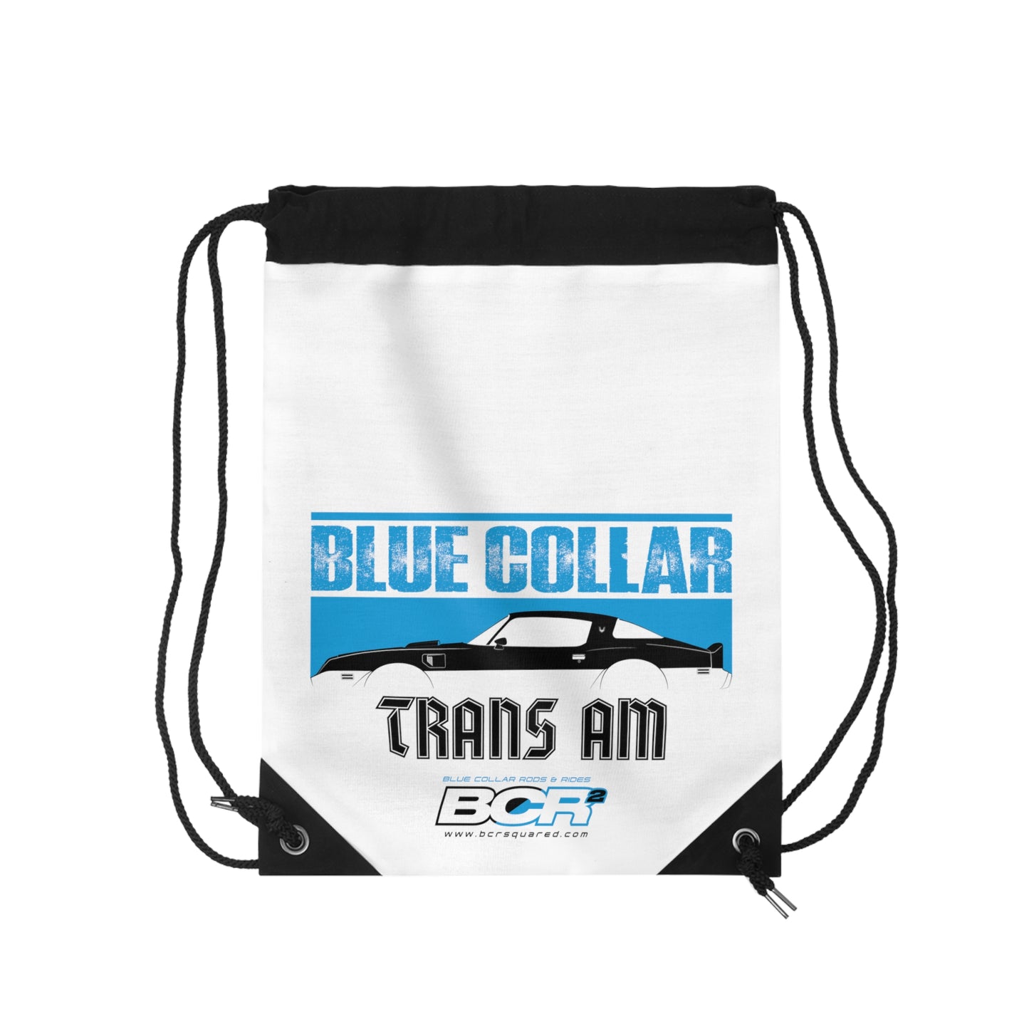 Blue Collar Trans Am White Drawstring Bag