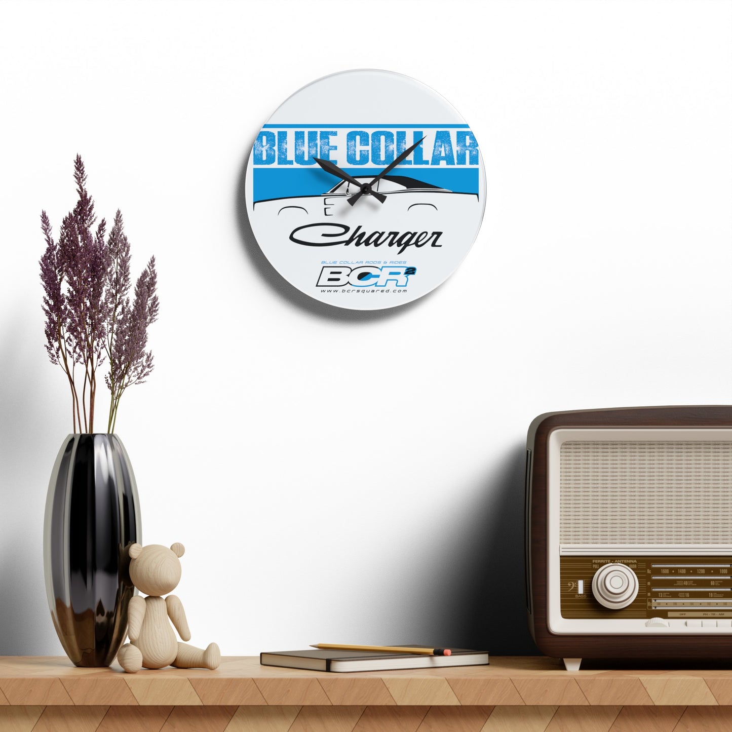 Blue Collar Charger Wall Clock