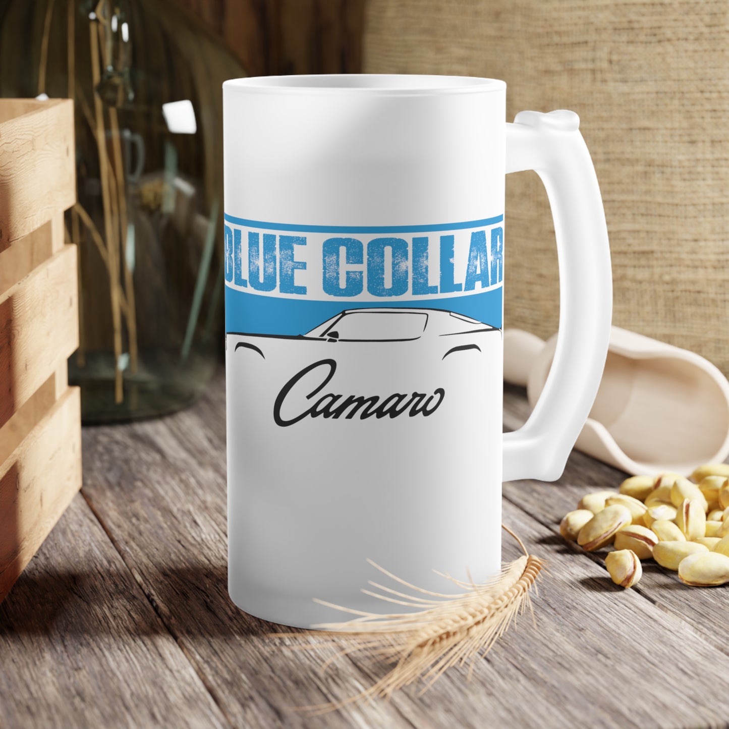 Blue Collar 2nd Gen Camaro Frosted Glass Beer Mug