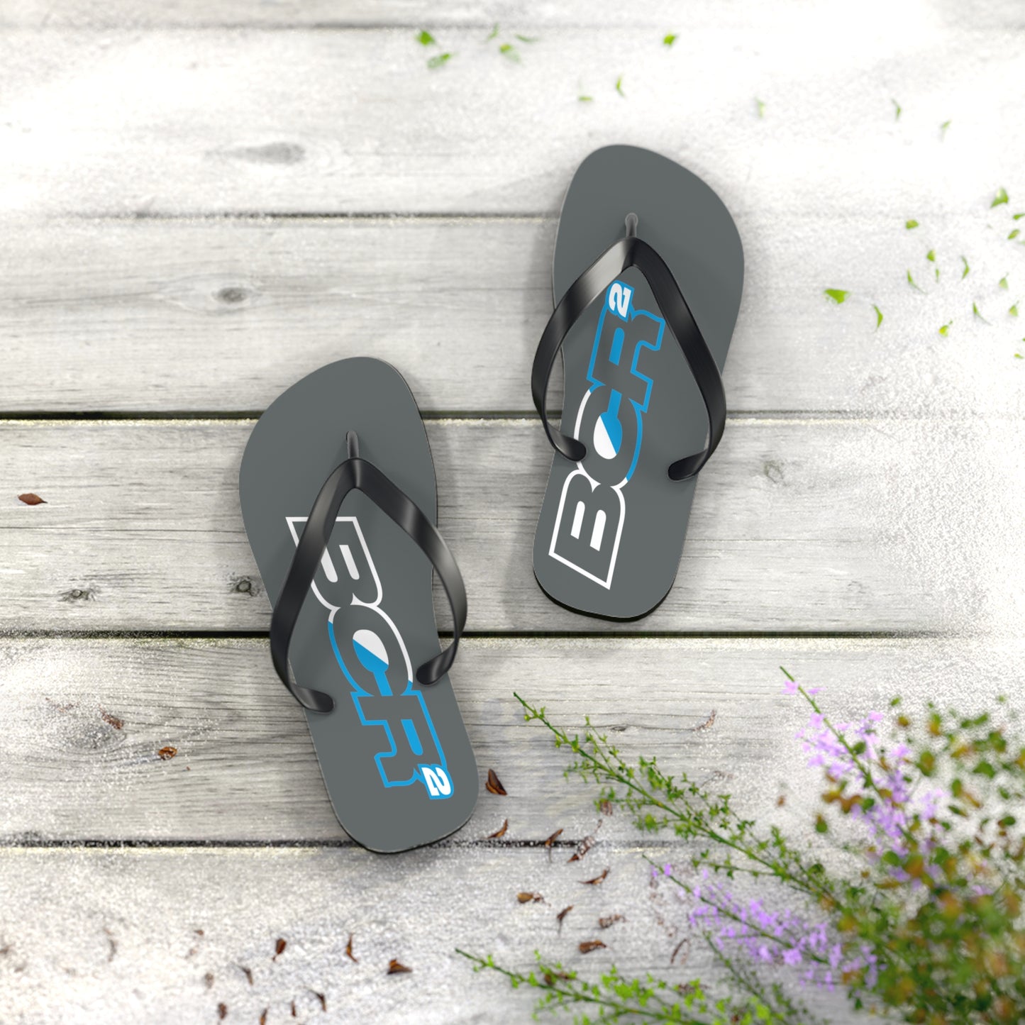 BCR Squared Gray Flip Flops