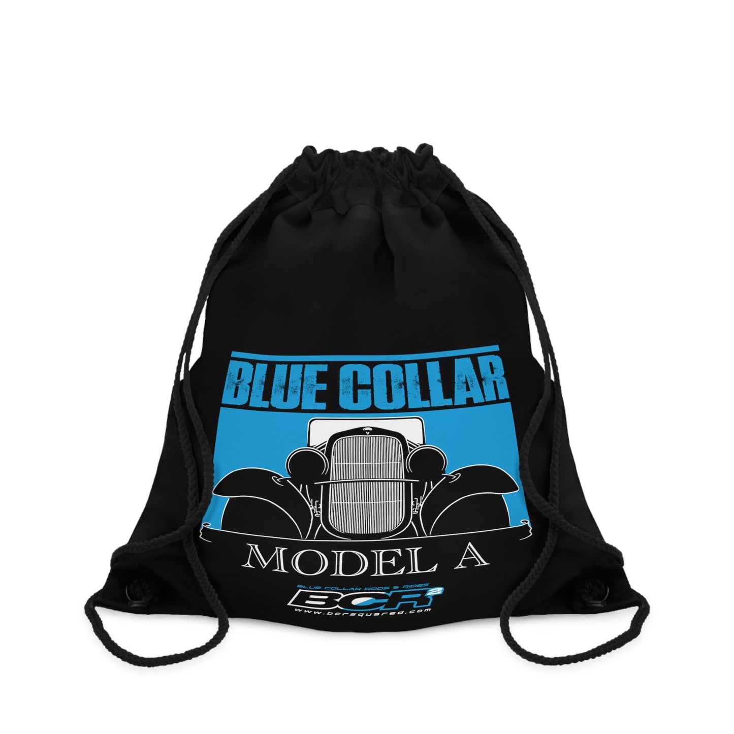 Blue Collar Model A Black Drawstring Bag