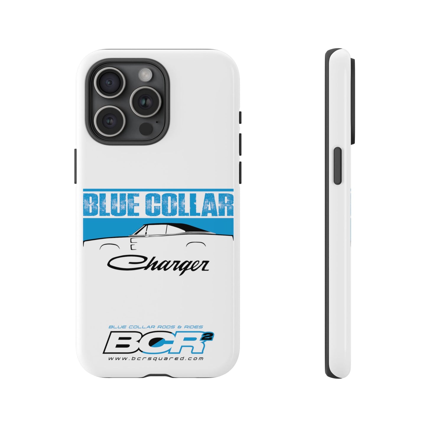 Blue Collar Charger White Phone Cases