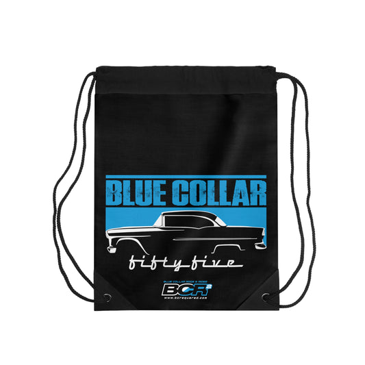 Blue Collar Fifty Five Black Drawstring Bag