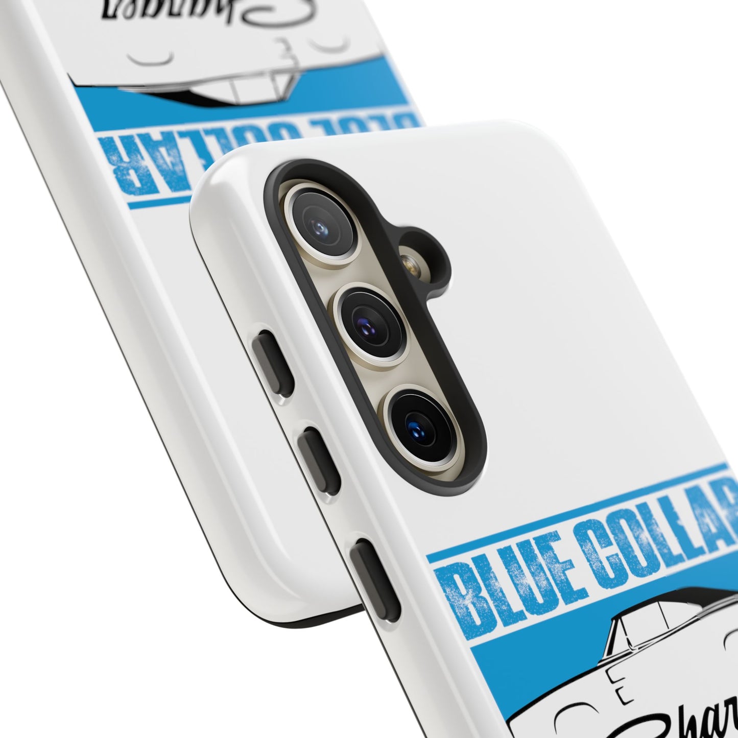 Blue Collar Charger White Phone Cases