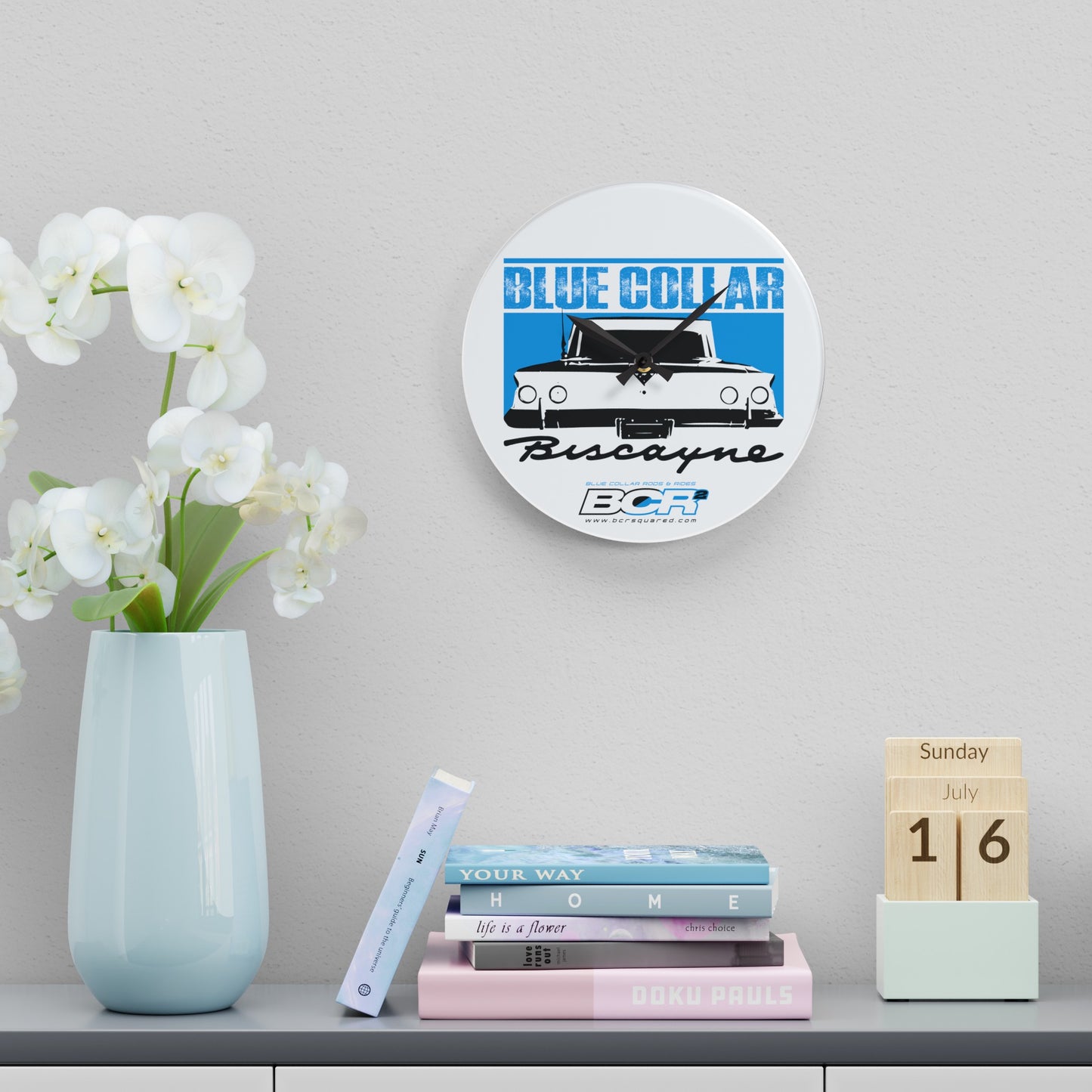 Blue Collar Biscayne Wall Clock