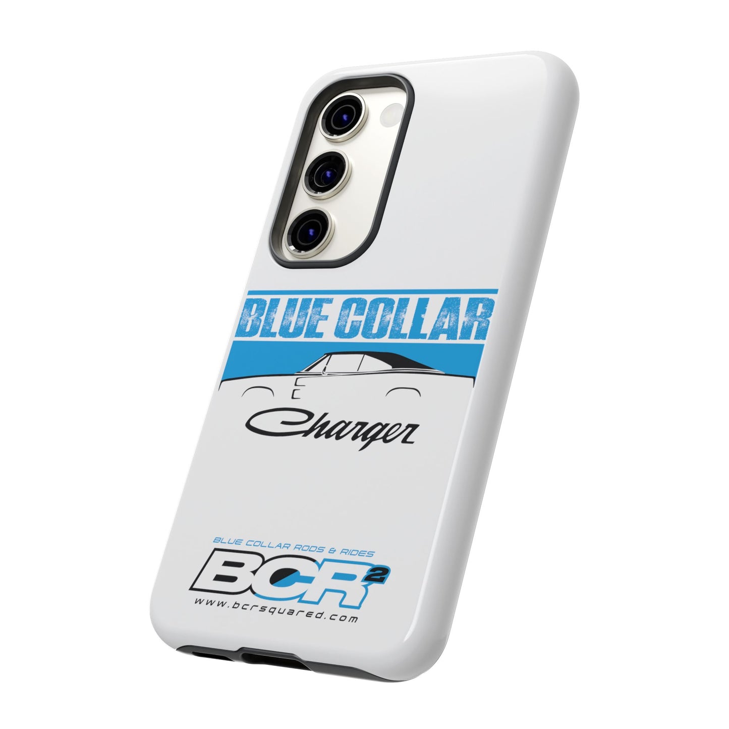 Blue Collar Charger White Phone Cases