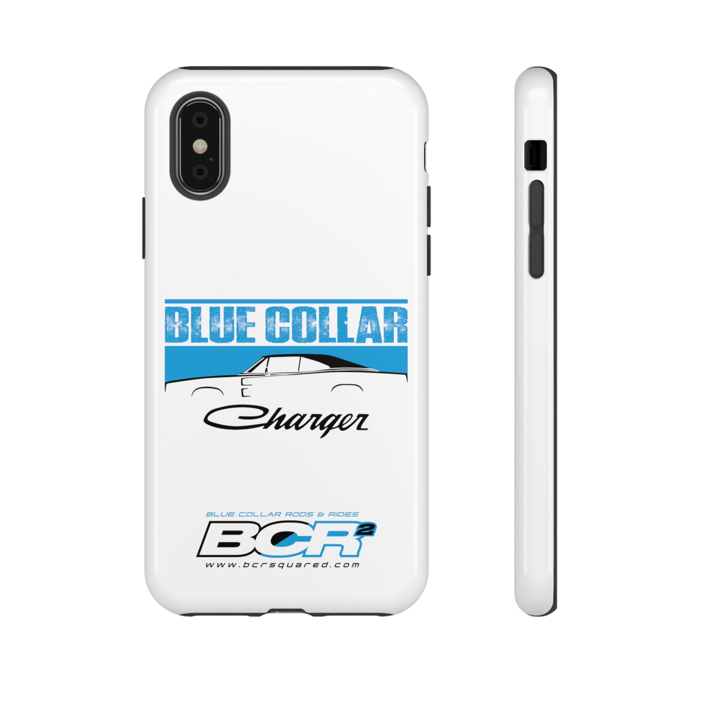 Blue Collar Charger White Phone Cases