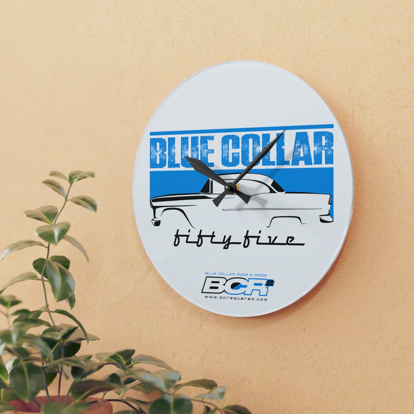 Blue Collar Fifty Five Wall Clock