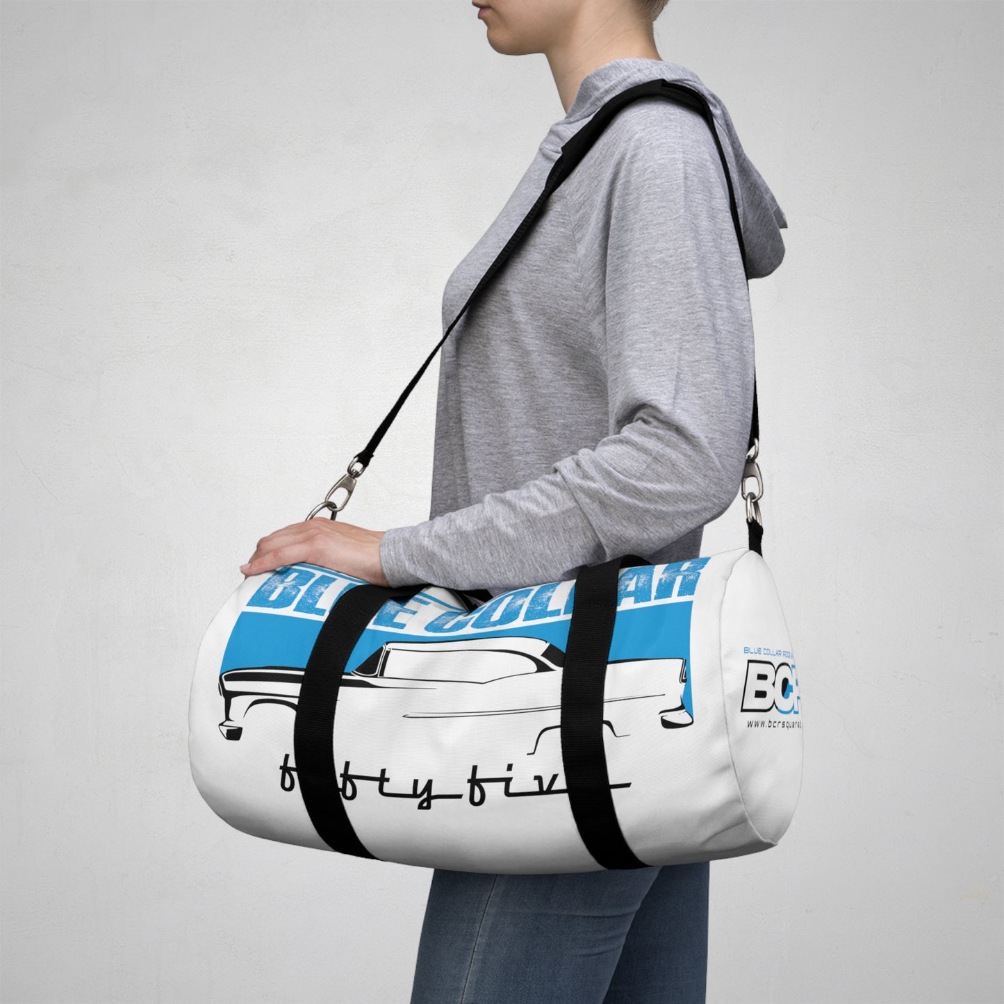 Blue Collar Fifty Five White Duffel Bag