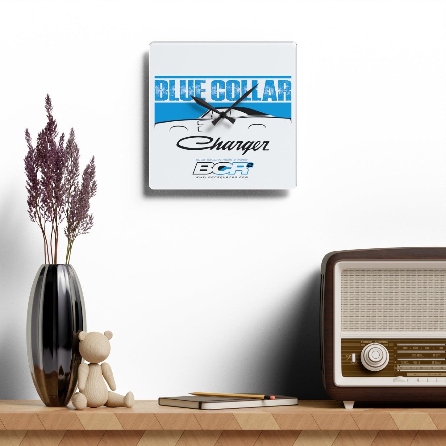 Blue Collar Charger Wall Clock