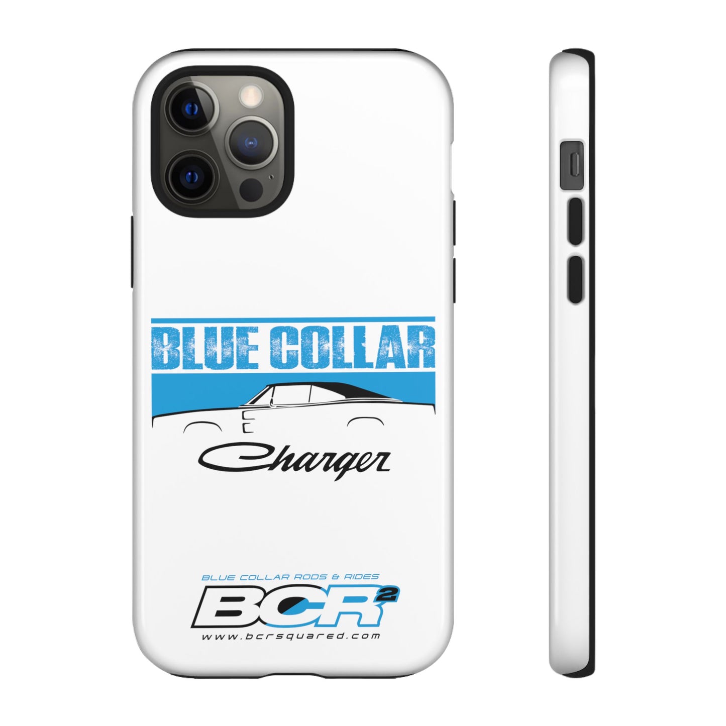 Blue Collar Charger White Phone Cases