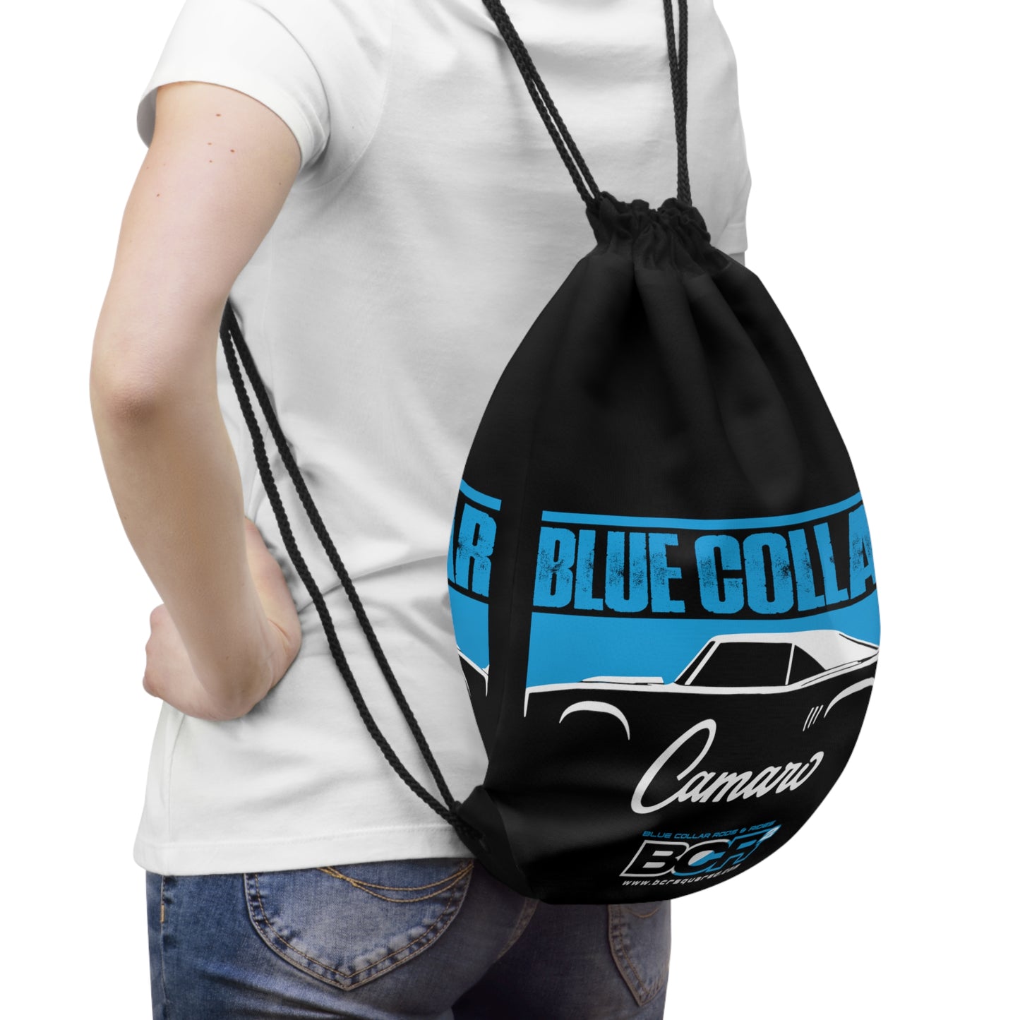 Blue Collar 1st Gen Camaro Black Drawstring Bag