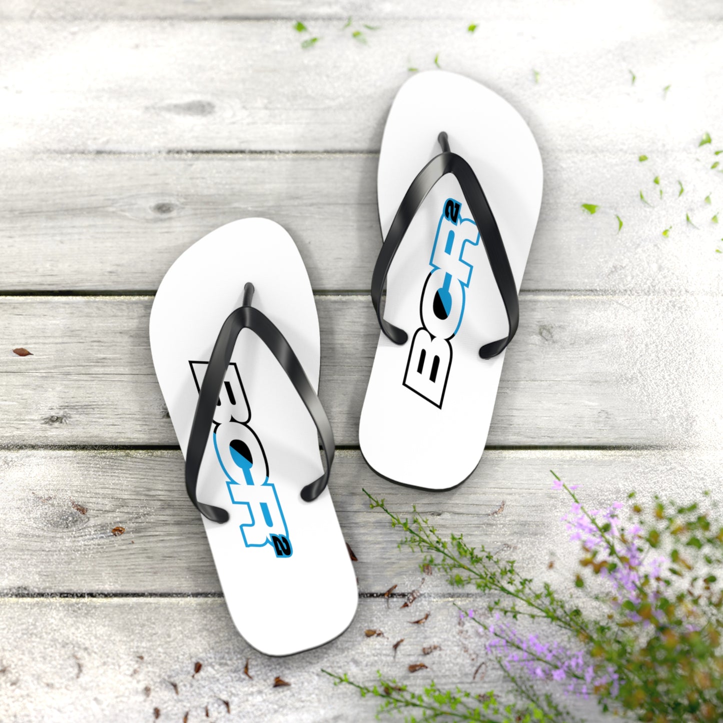 BCR Squared White Flip Flops