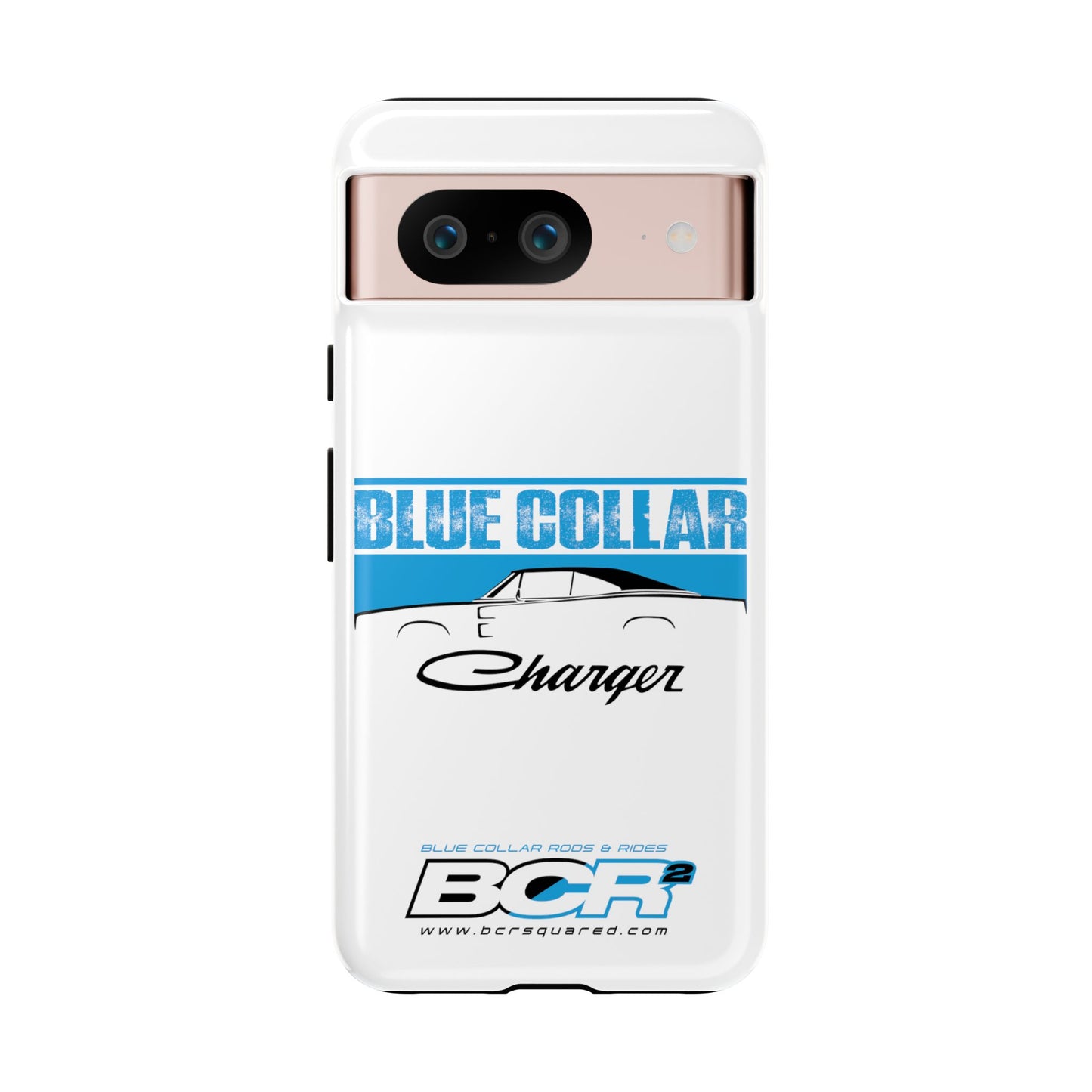 Blue Collar Charger White Phone Cases