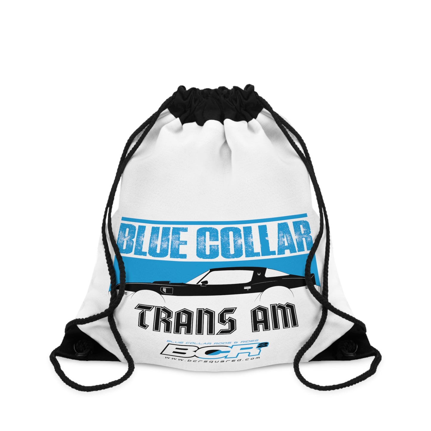 Blue Collar Trans Am White Drawstring Bag