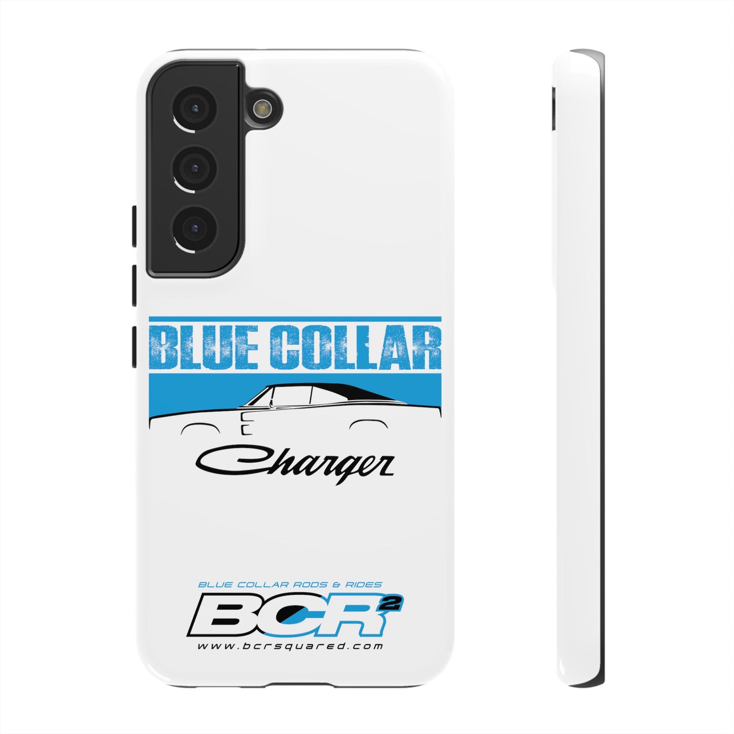 Blue Collar Charger White Phone Cases