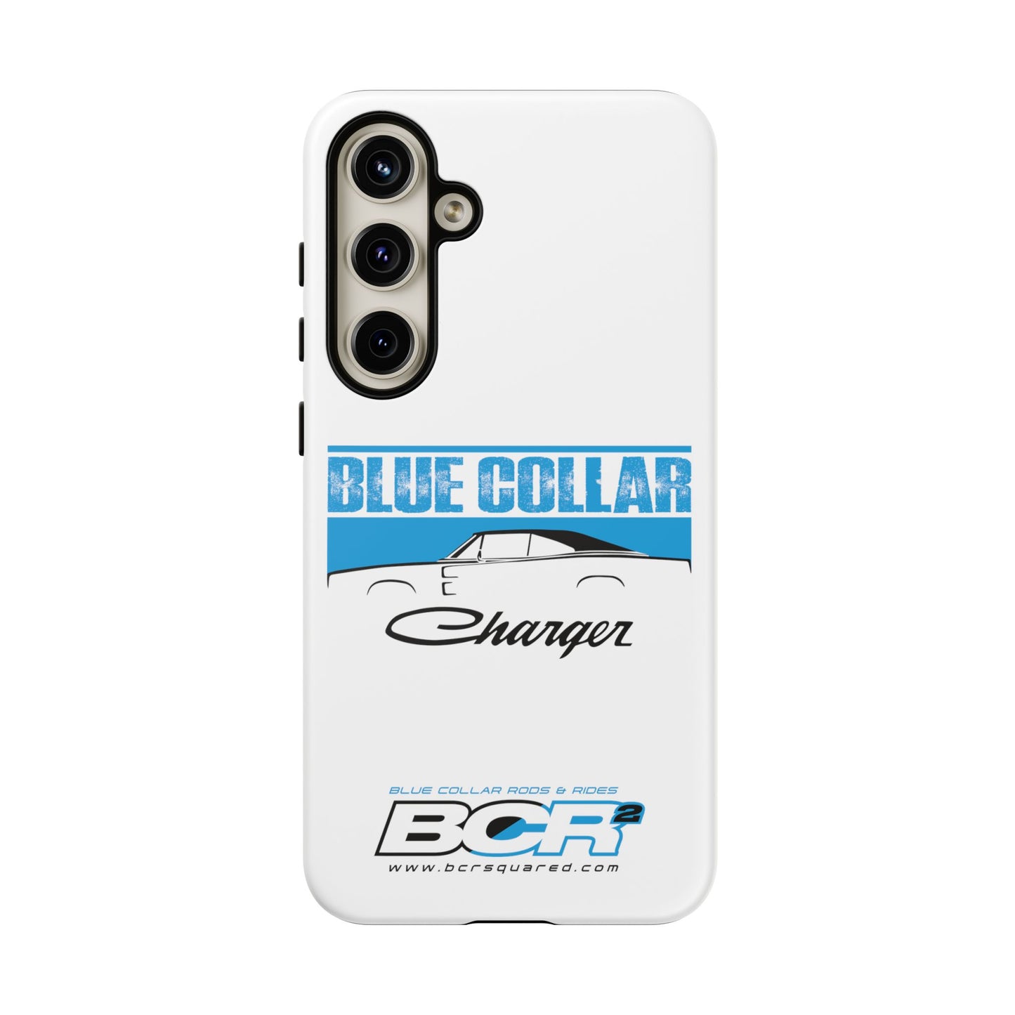 Blue Collar Charger White Phone Cases