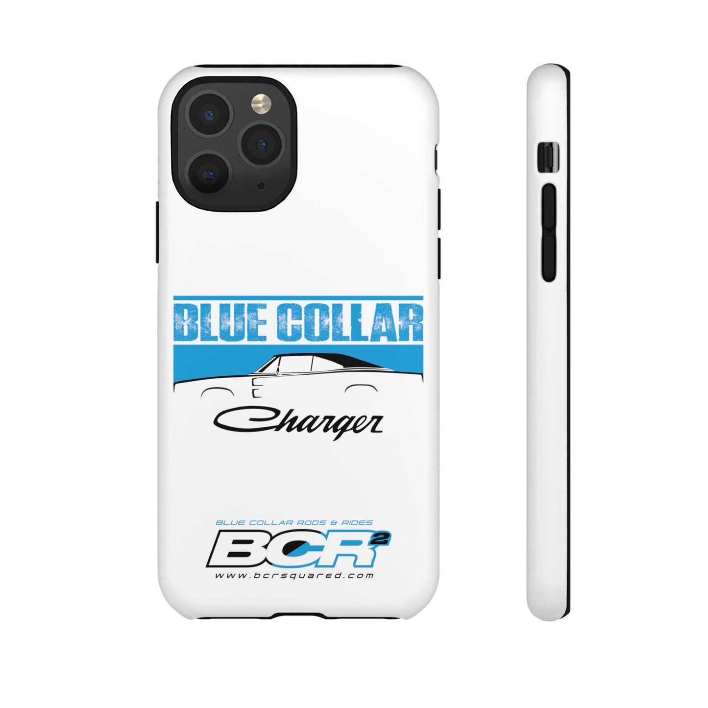 Blue Collar Charger White Phone Cases