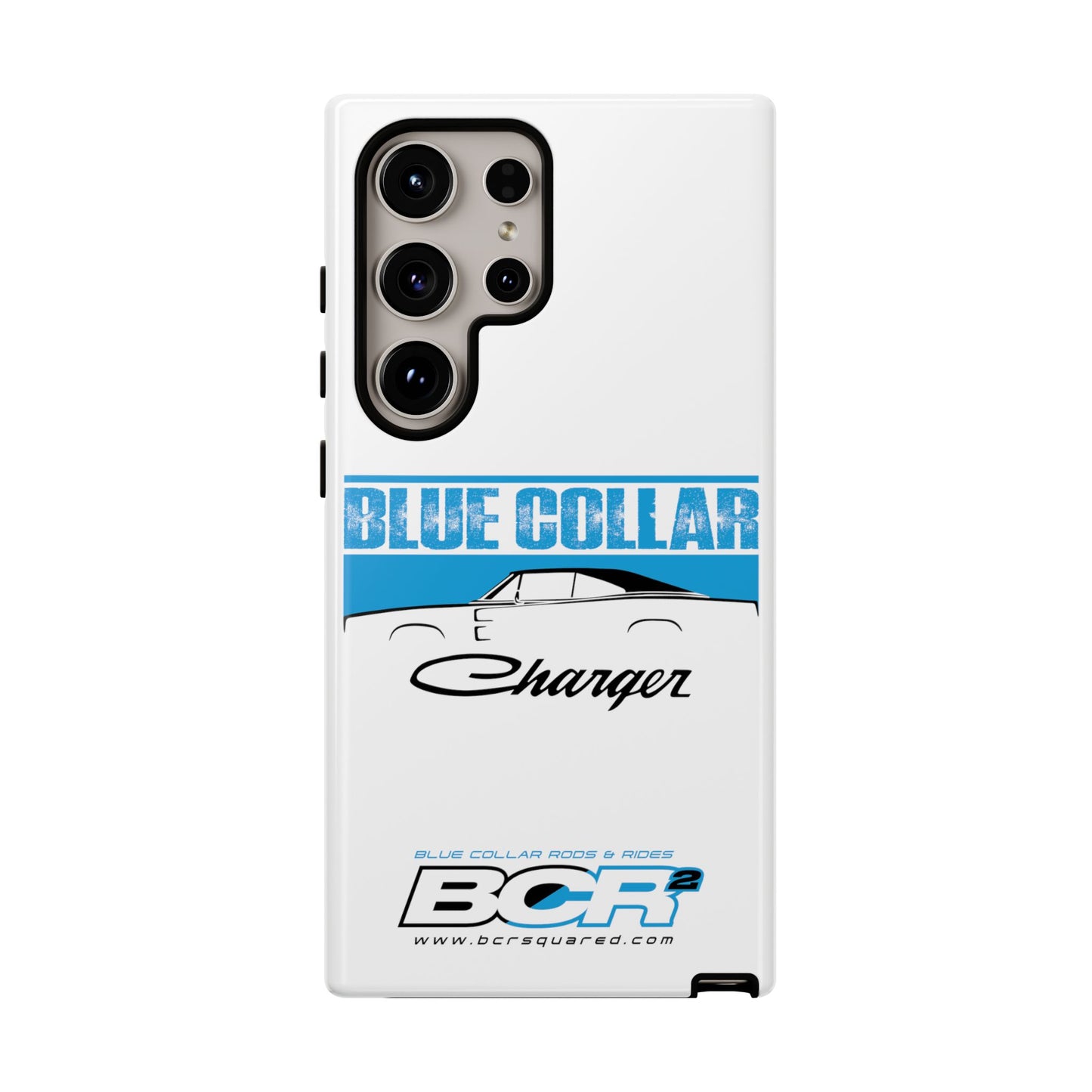 Blue Collar Charger White Phone Cases