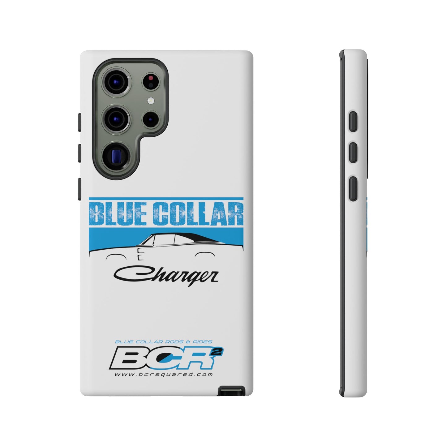 Blue Collar Charger White Phone Cases