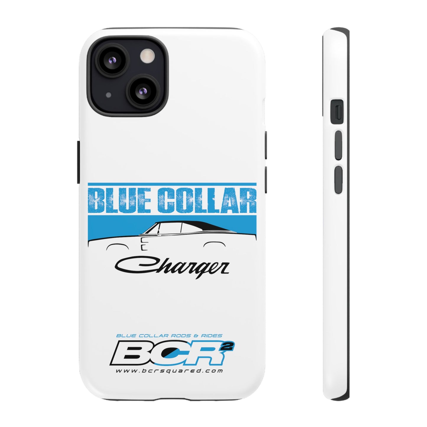 Blue Collar Charger White Phone Cases