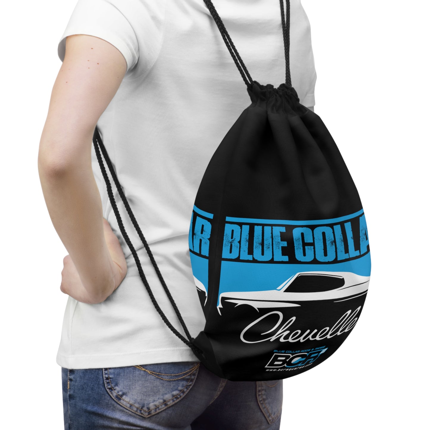 Blue Collar Chevelle Black Drawstring Bag