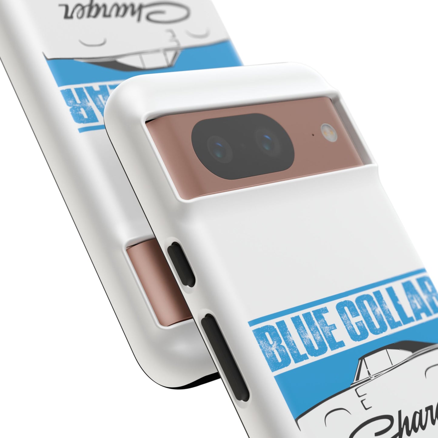 Blue Collar Charger White Phone Cases