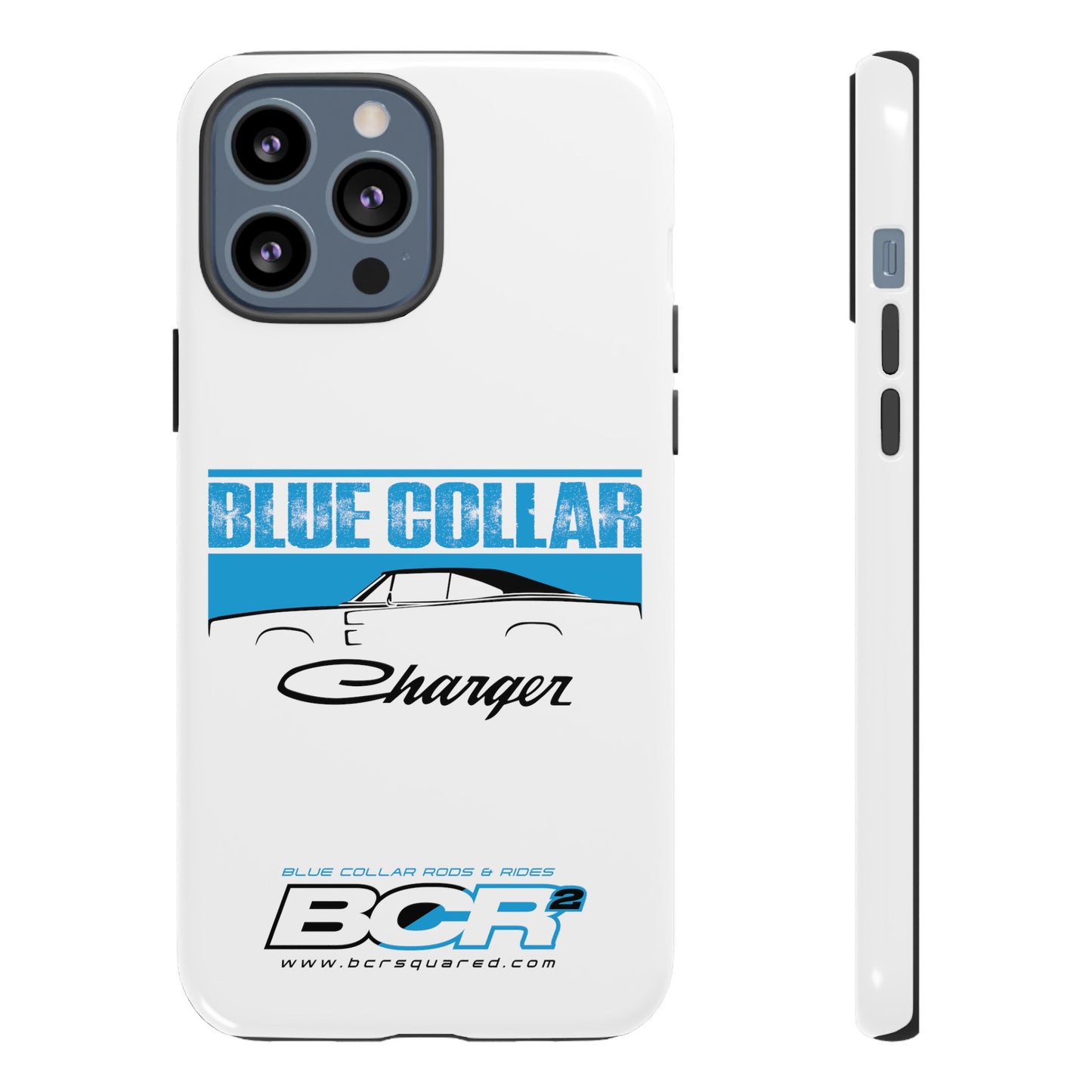 Blue Collar Charger White Phone Cases