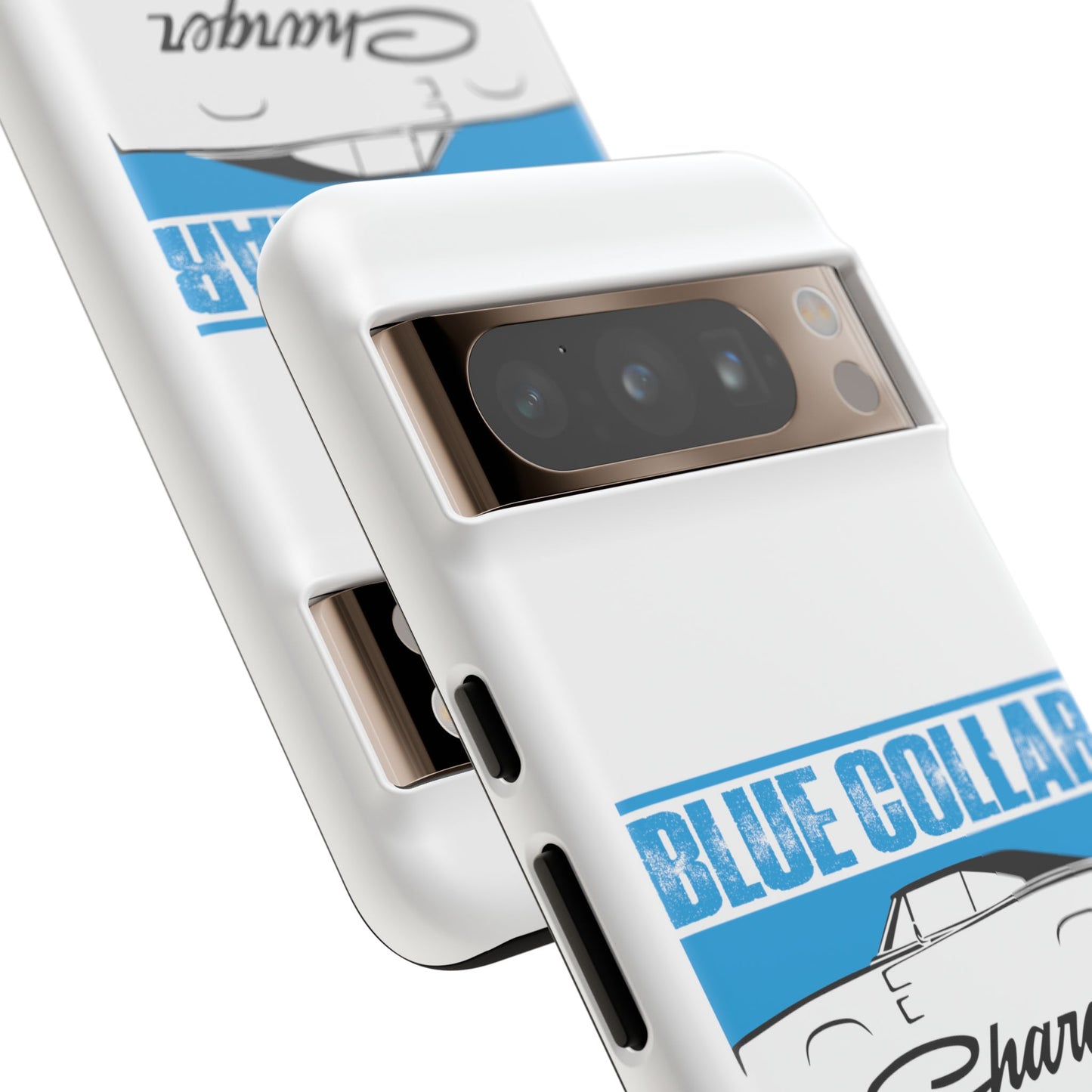 Blue Collar Charger White Phone Cases