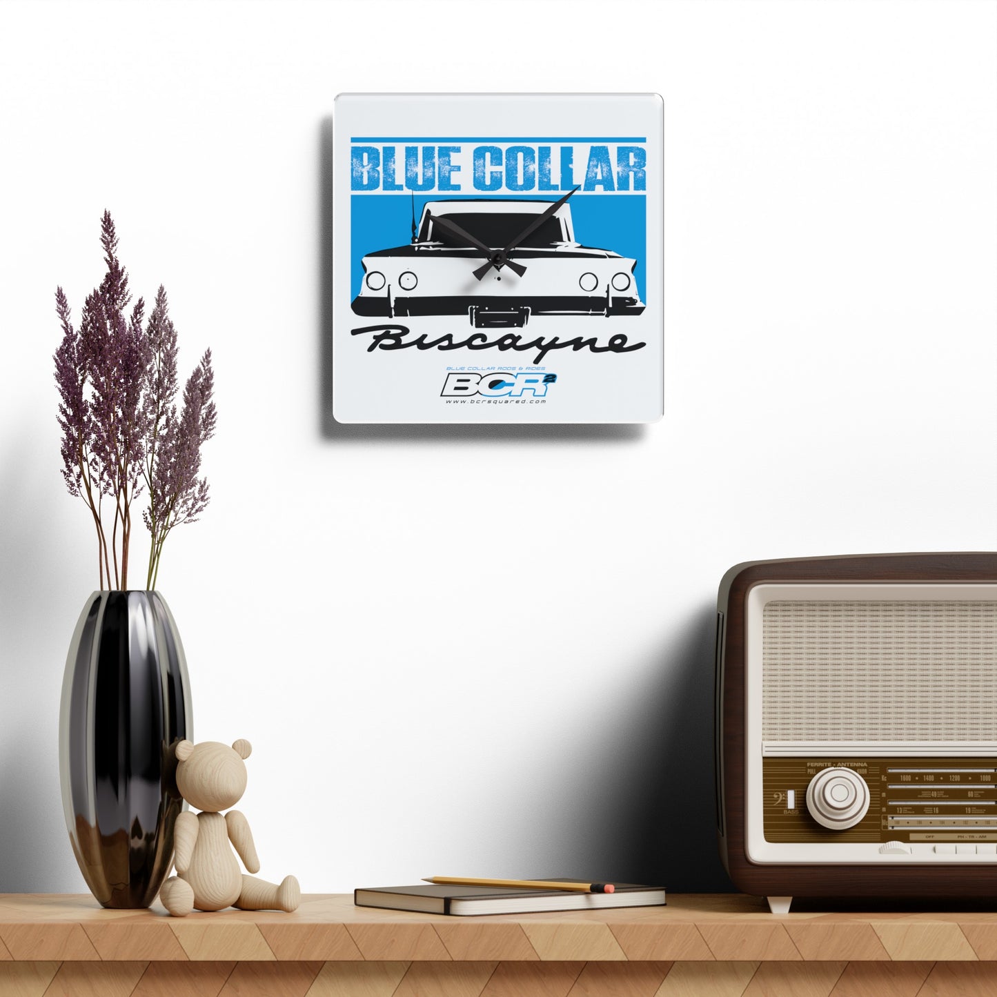 Blue Collar Biscayne Wall Clock