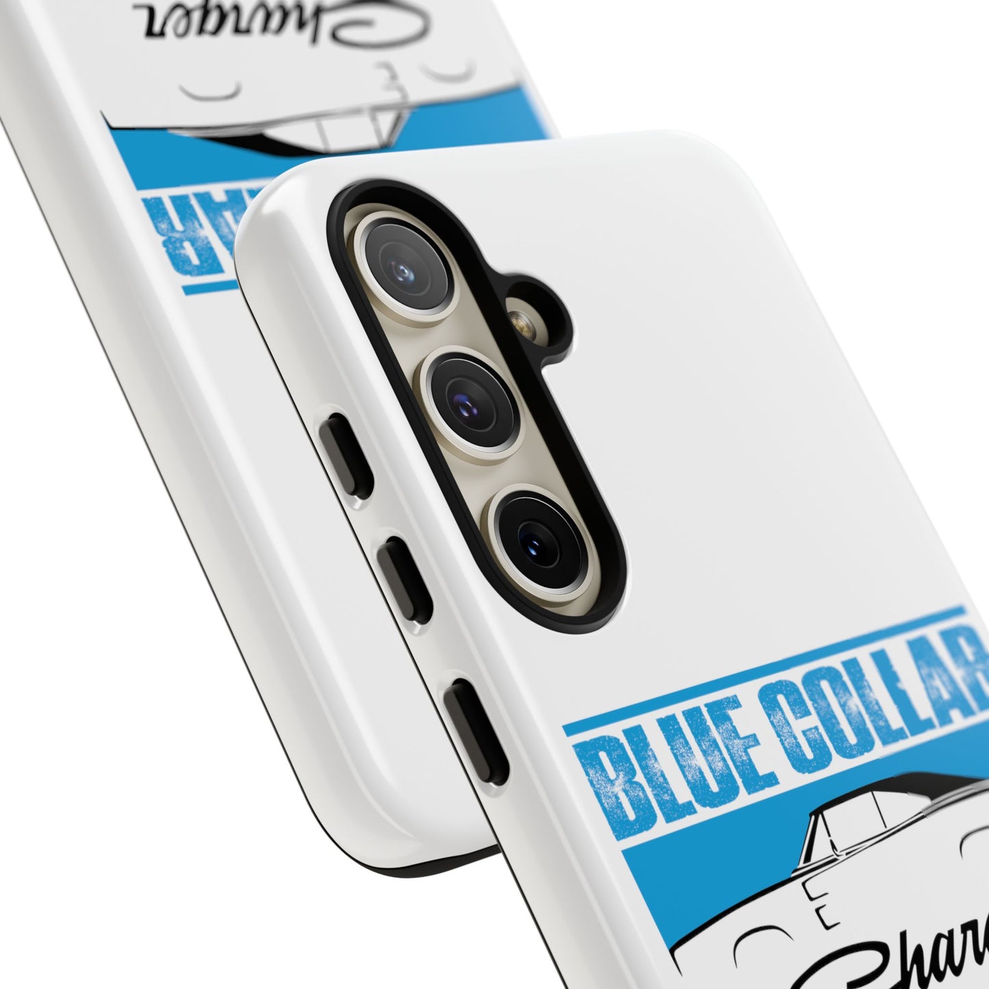 Blue Collar Charger White Phone Cases