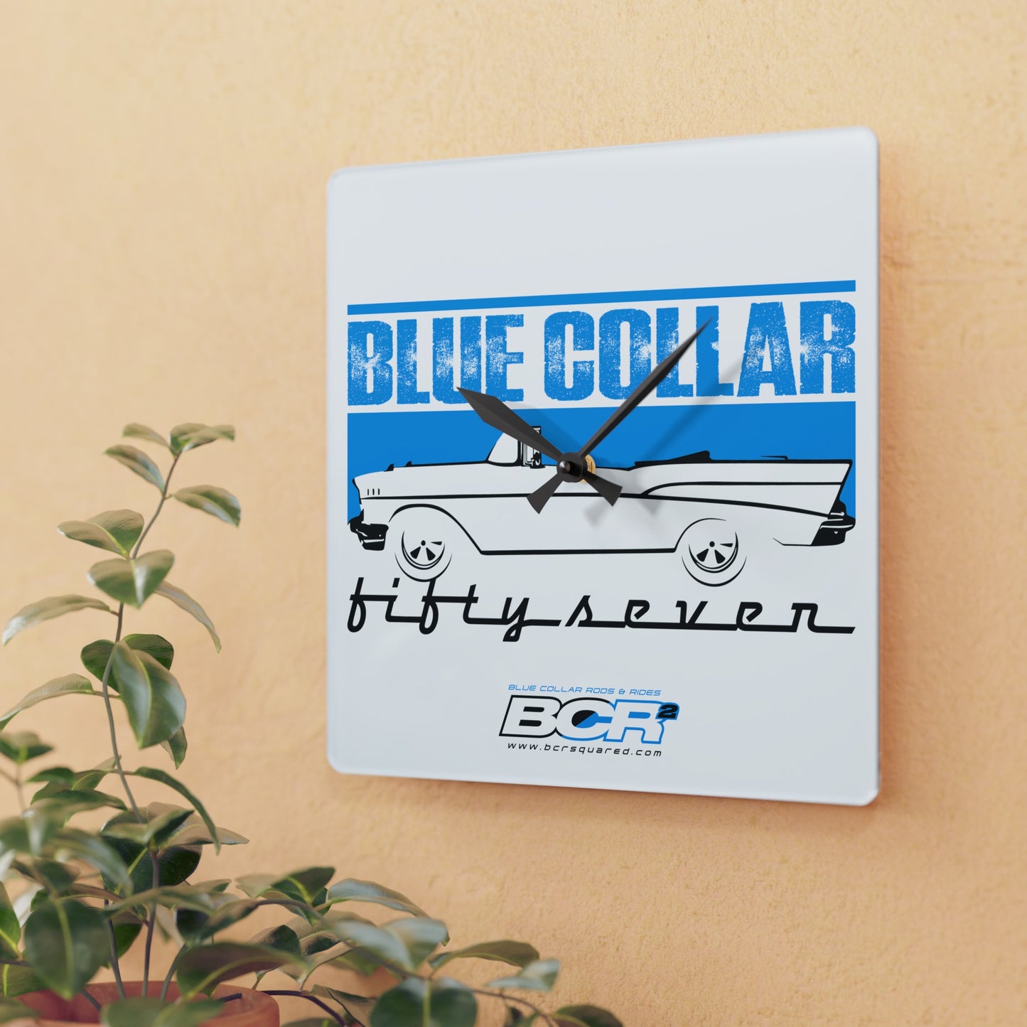 Blue Collar Fifty Seven Wall Clock