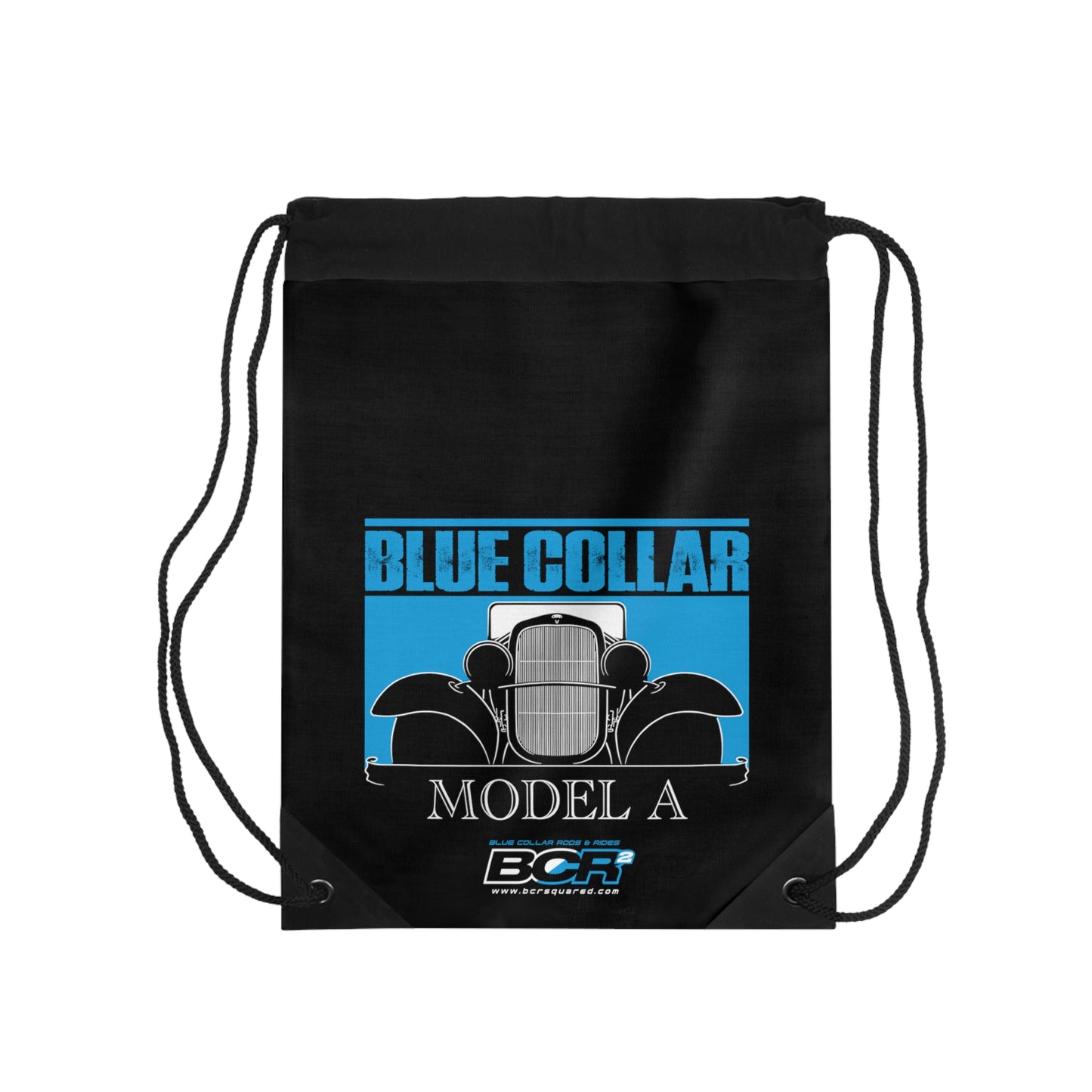 Blue Collar Model A Black Drawstring Bag