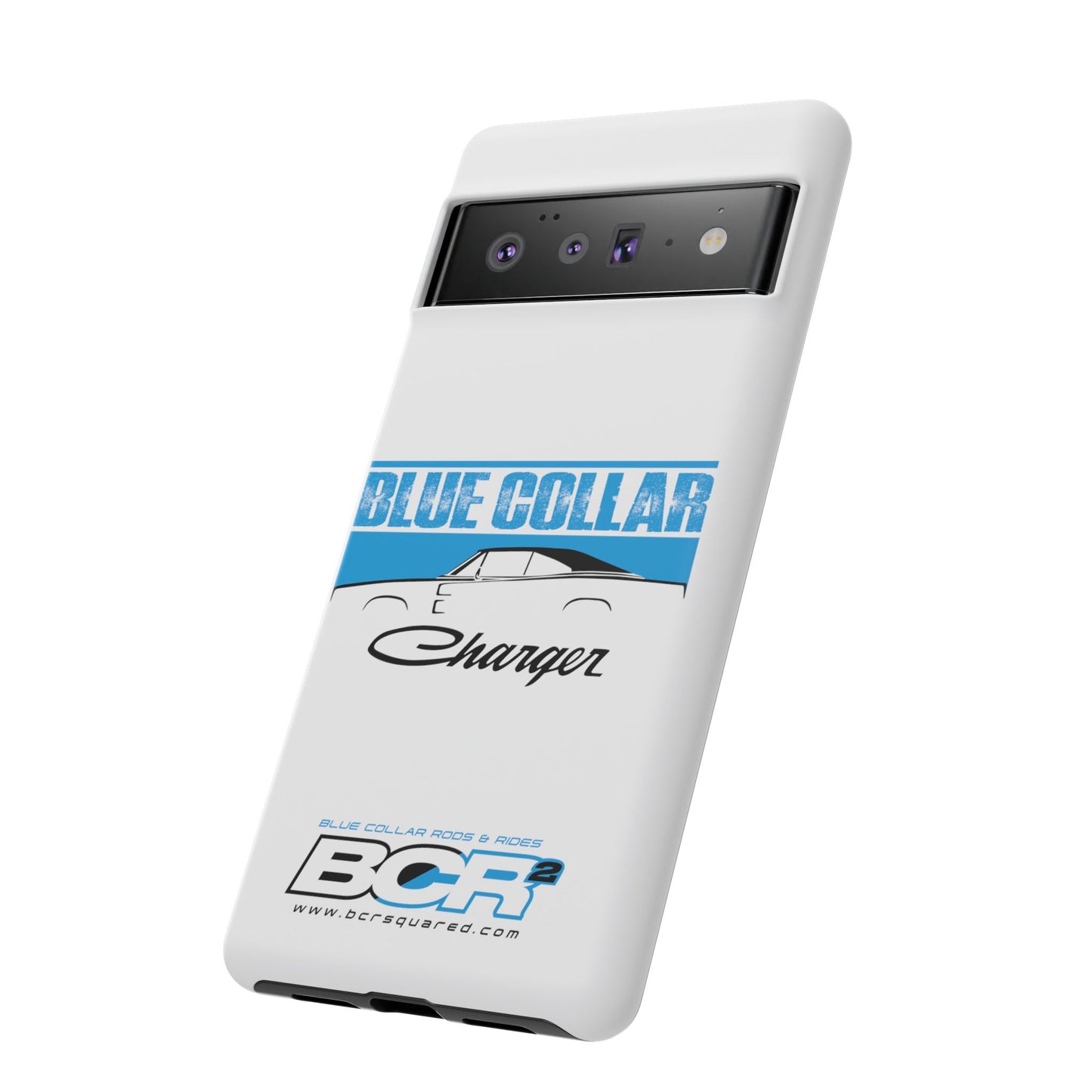 Blue Collar Charger White Phone Cases