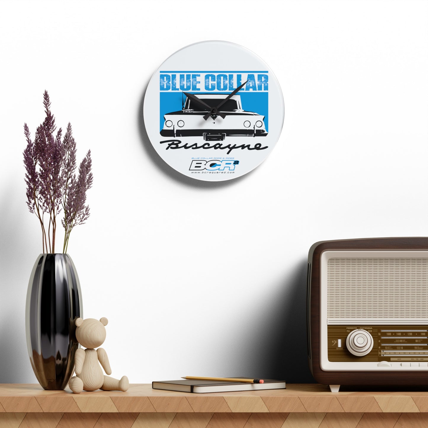 Blue Collar Biscayne Wall Clock