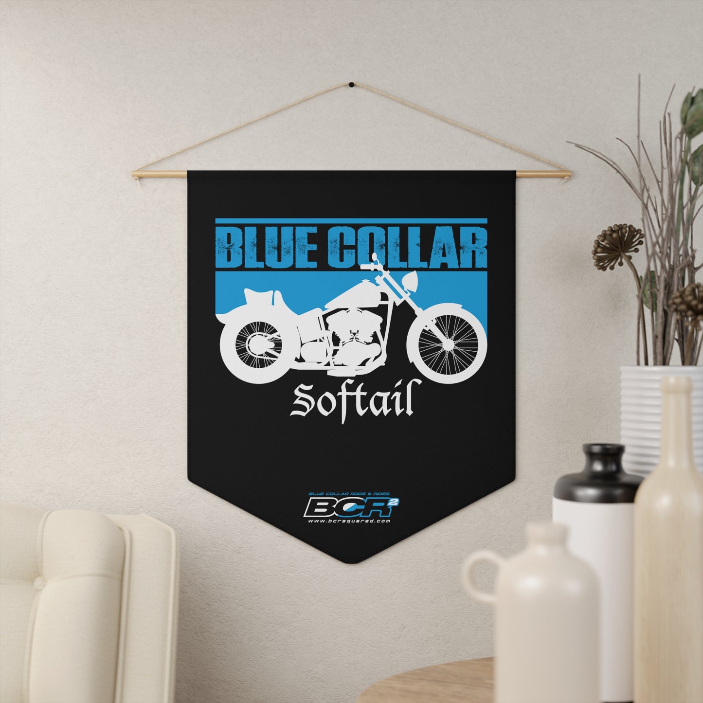 Blue Collar Softail Pennant Banner