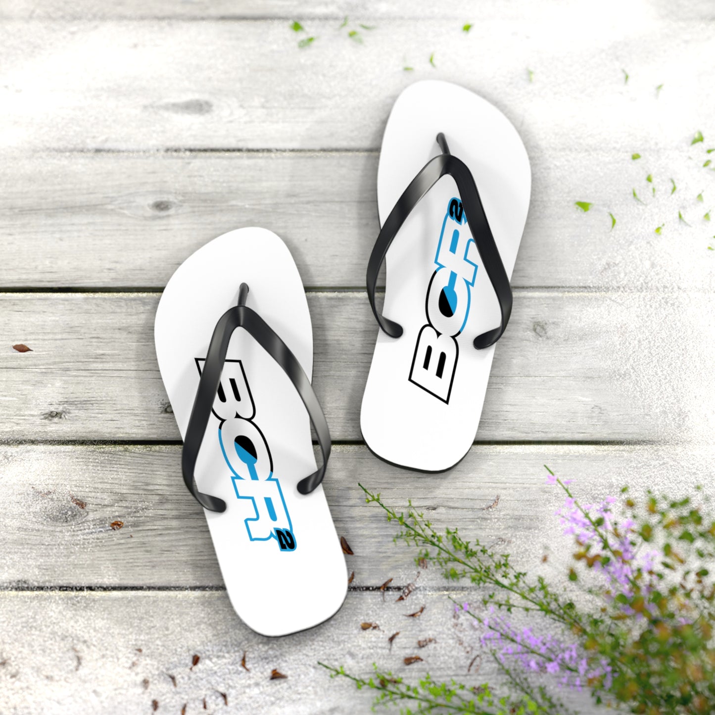 BCR Squared White Flip Flops