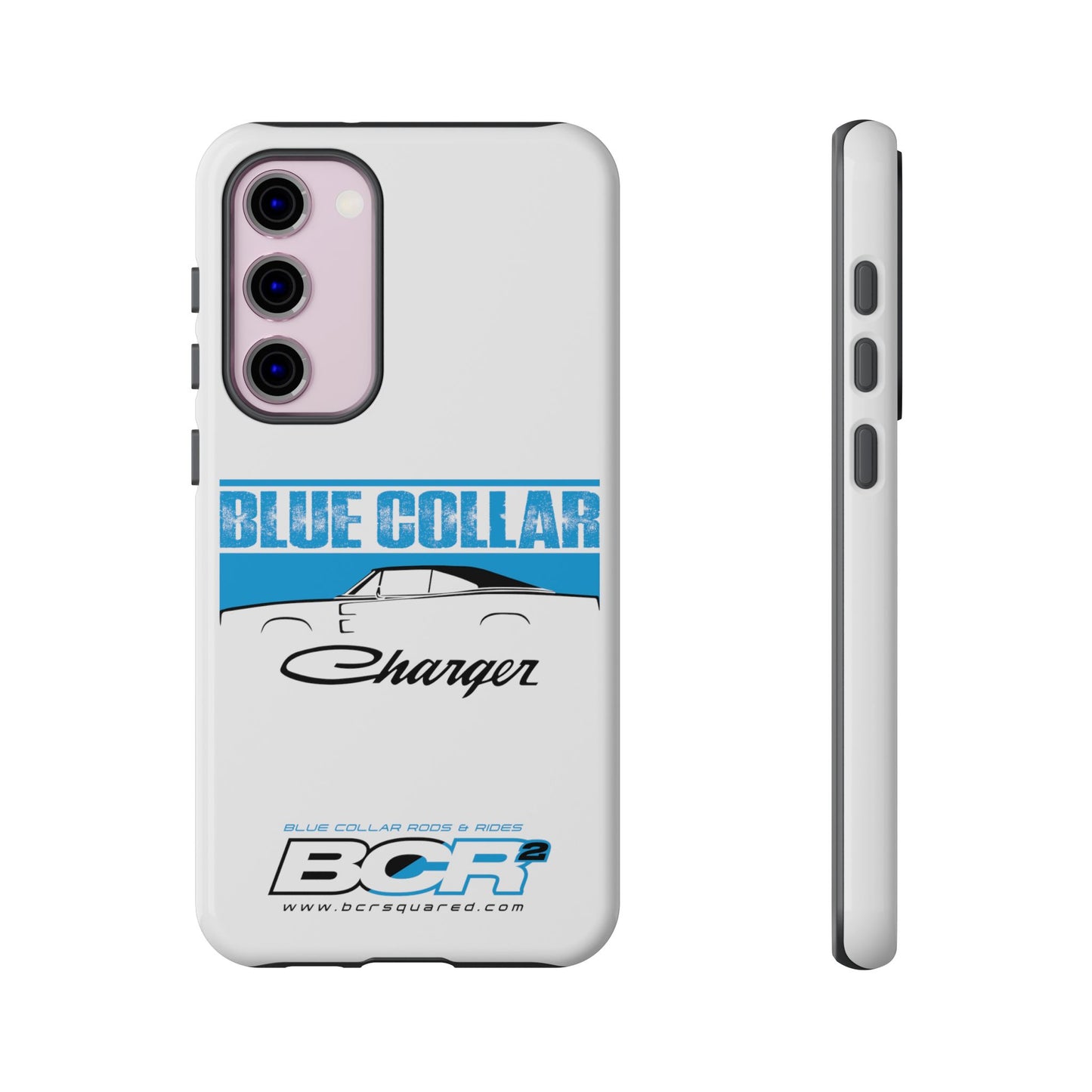 Blue Collar Charger White Phone Cases