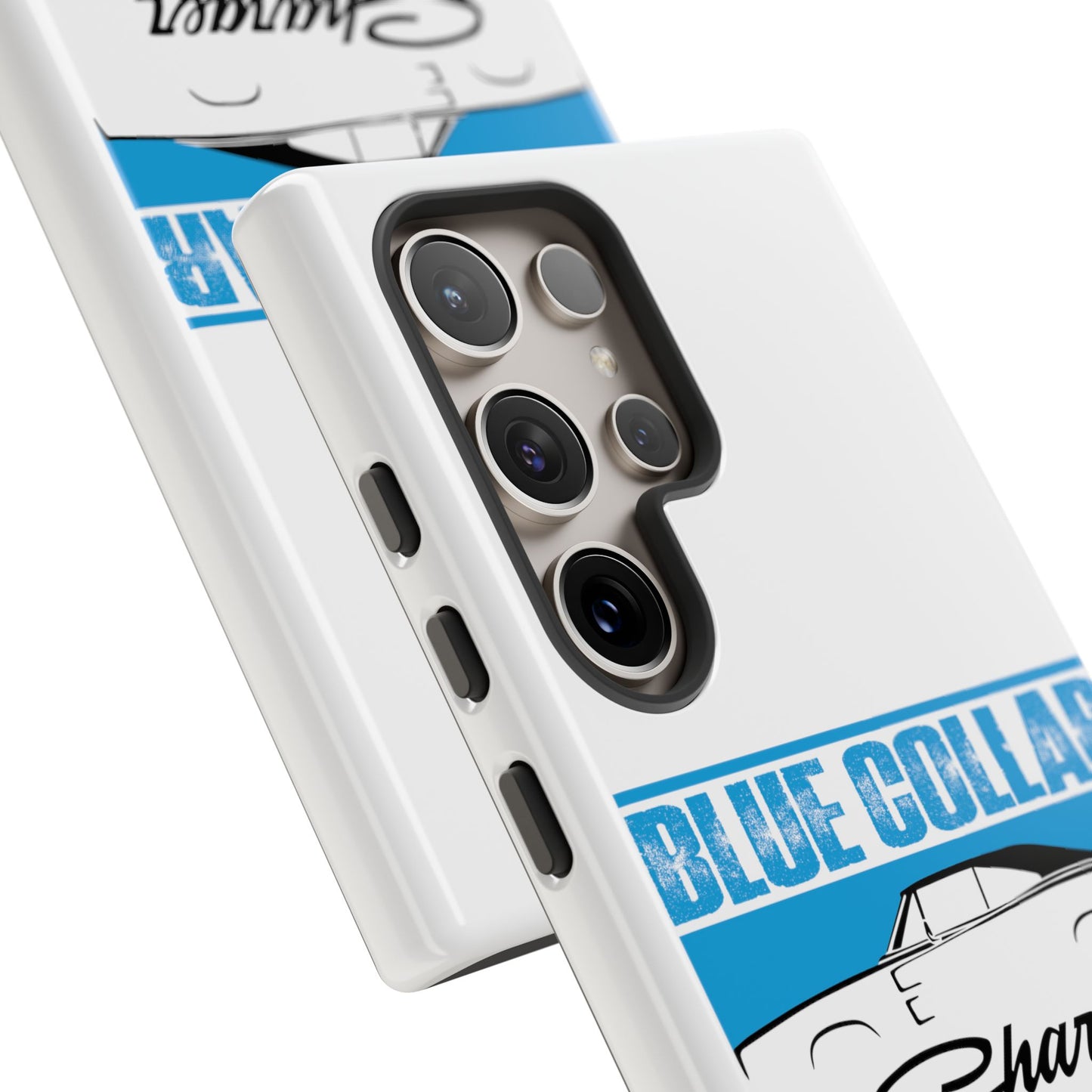 Blue Collar Charger White Phone Cases