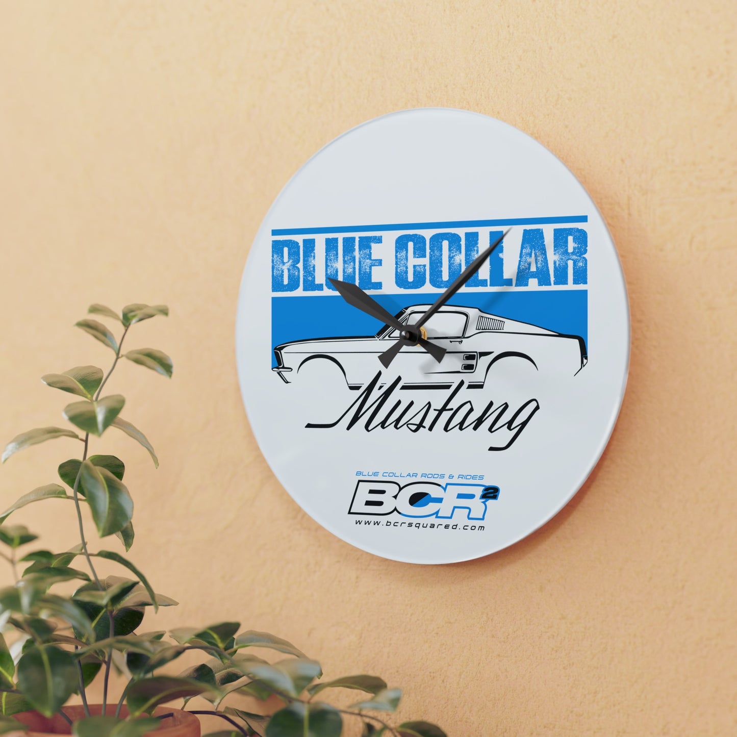 Blue Collar Mustang Wall Clock