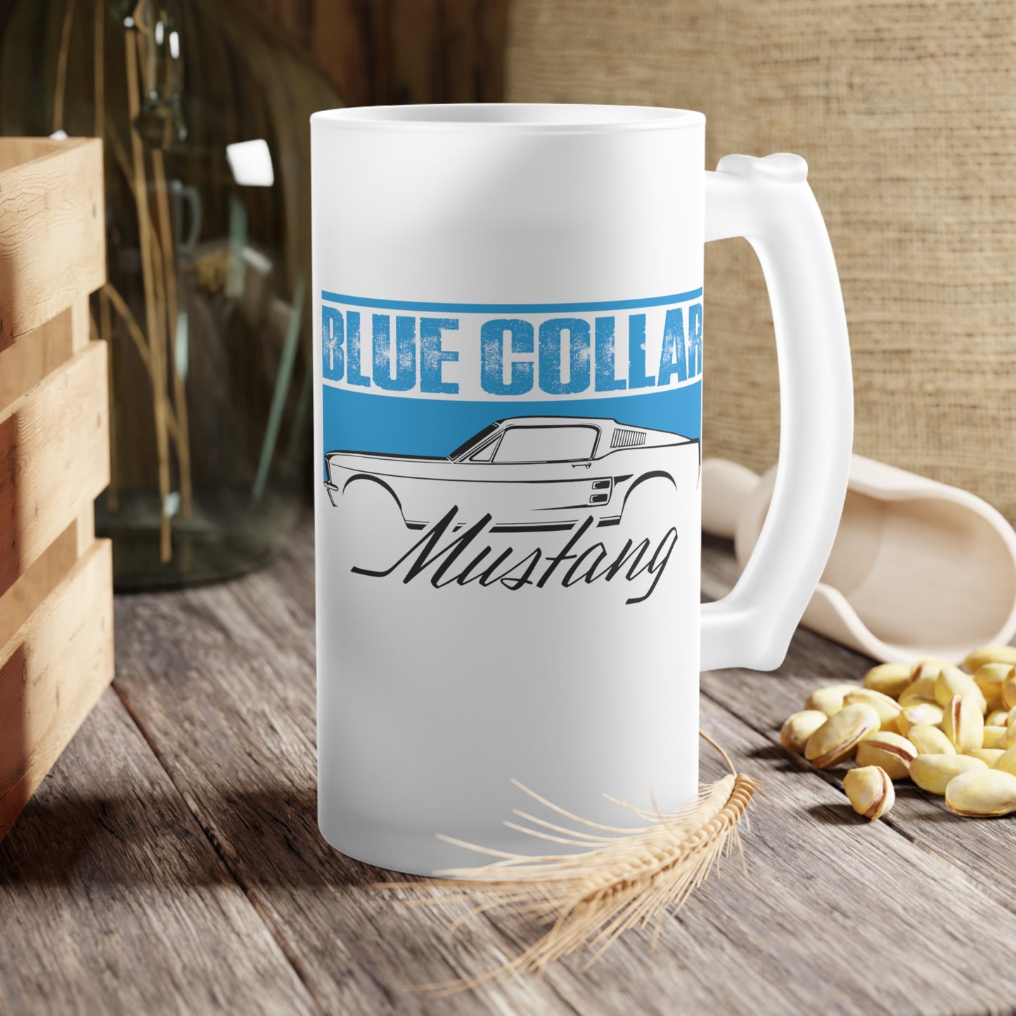 Blue Collar Mustang Frosted Beer Mug