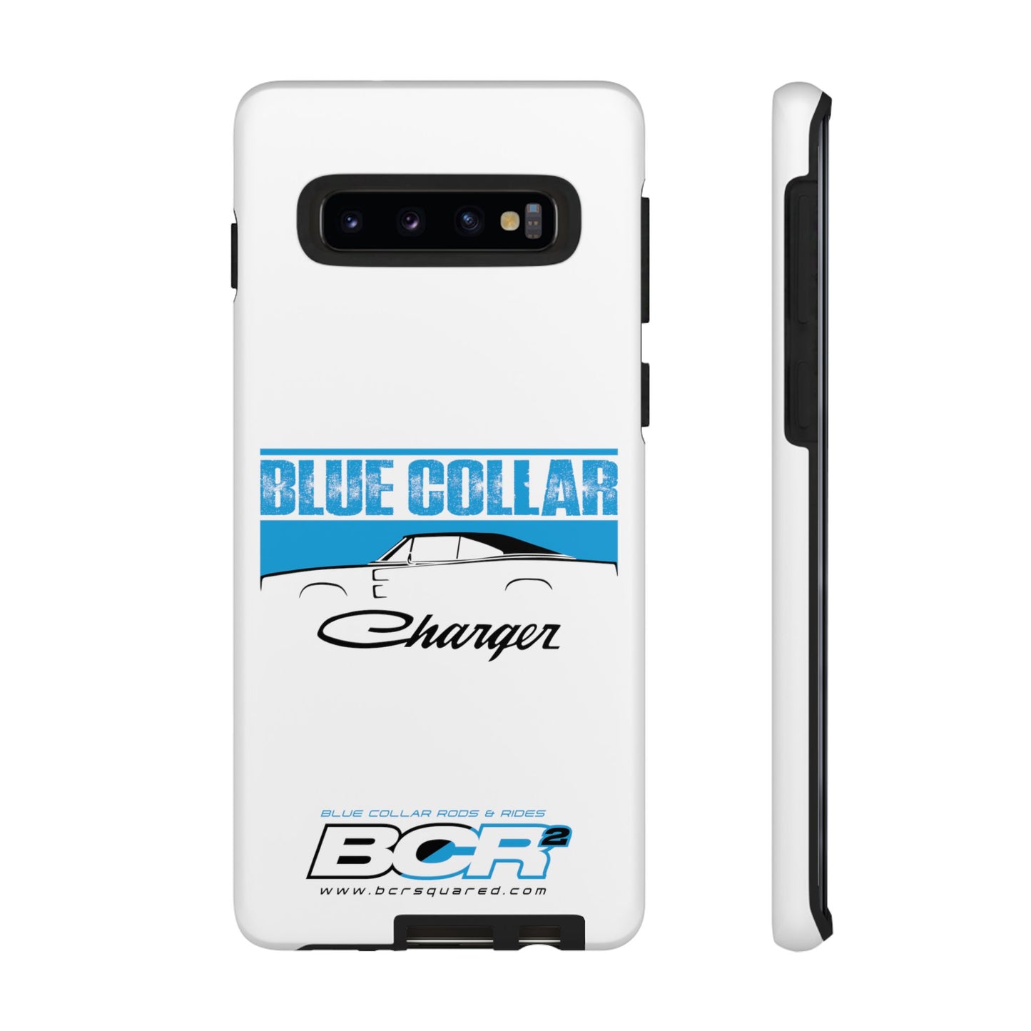 Blue Collar Charger White Phone Cases