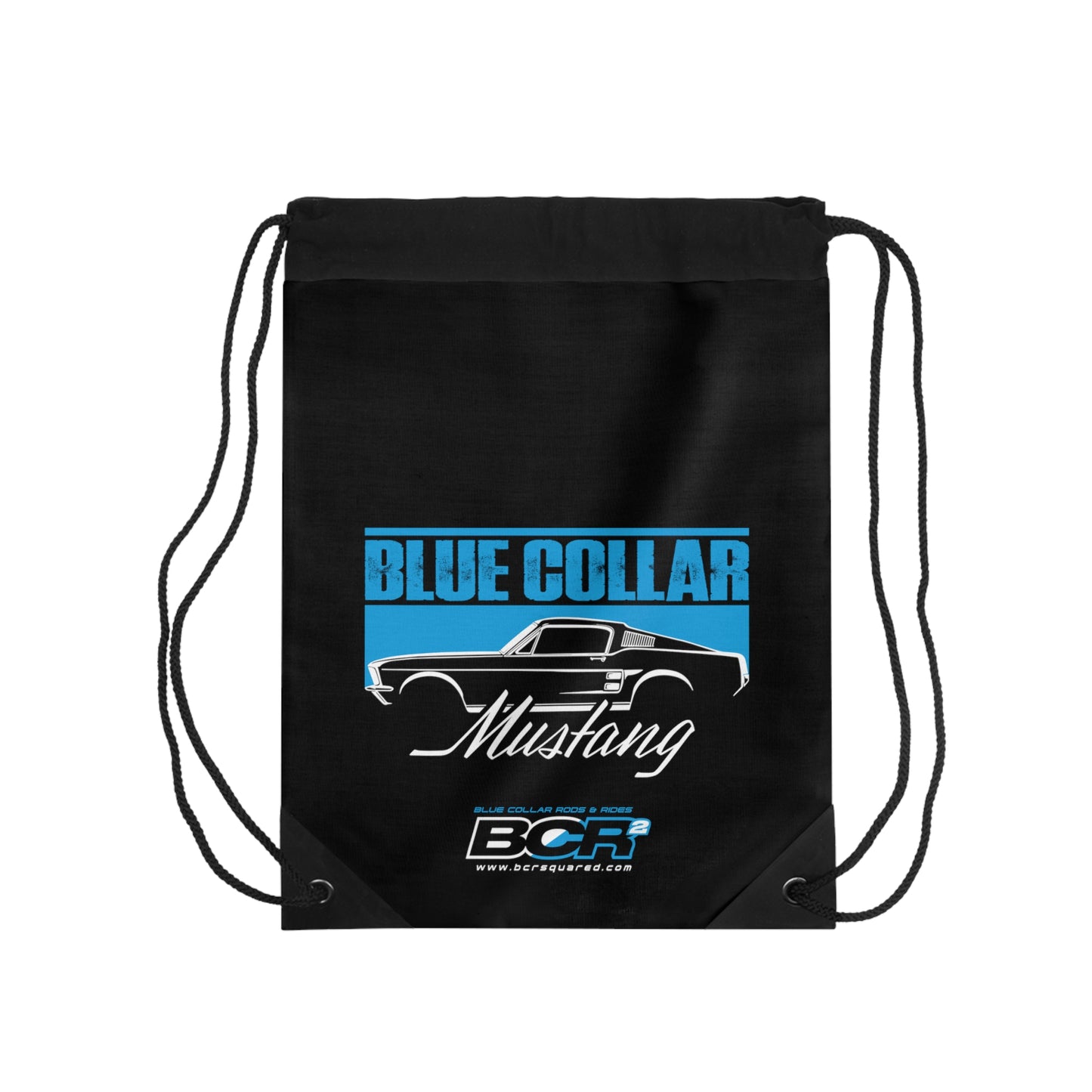 Blue Collar Mustang Black Drawstring Bag