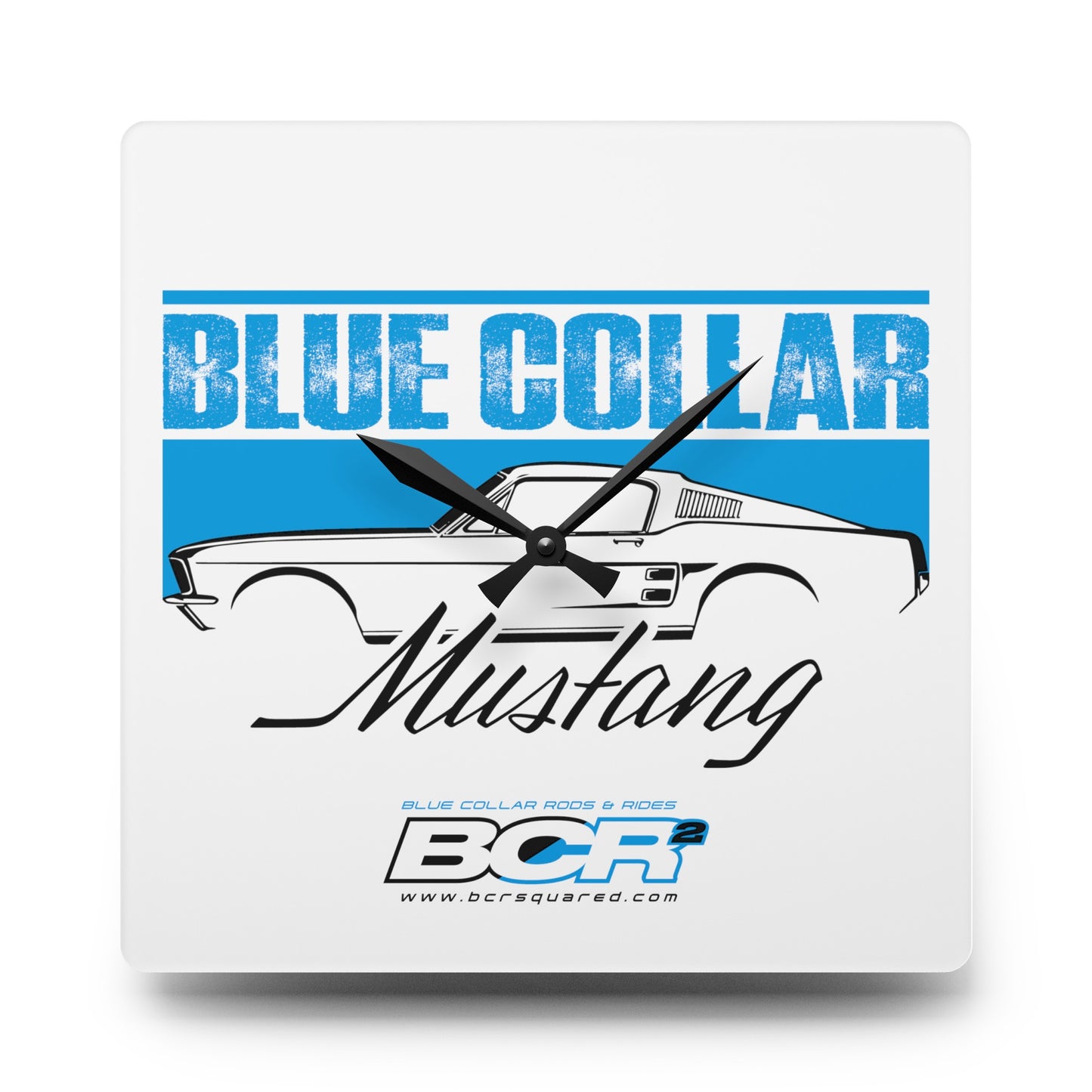 Blue Collar Mustang Wall Clock