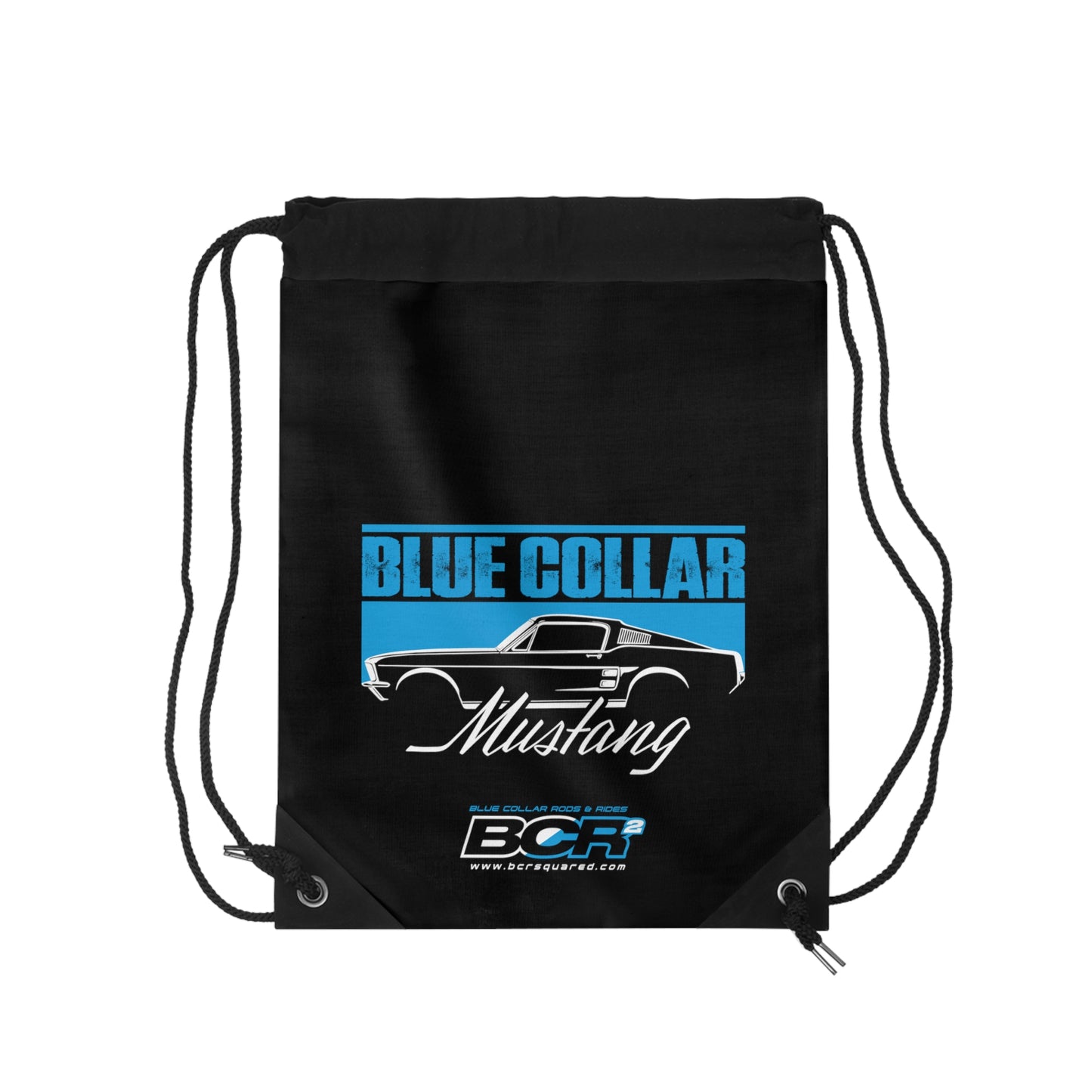 Blue Collar Mustang Black Drawstring Bag