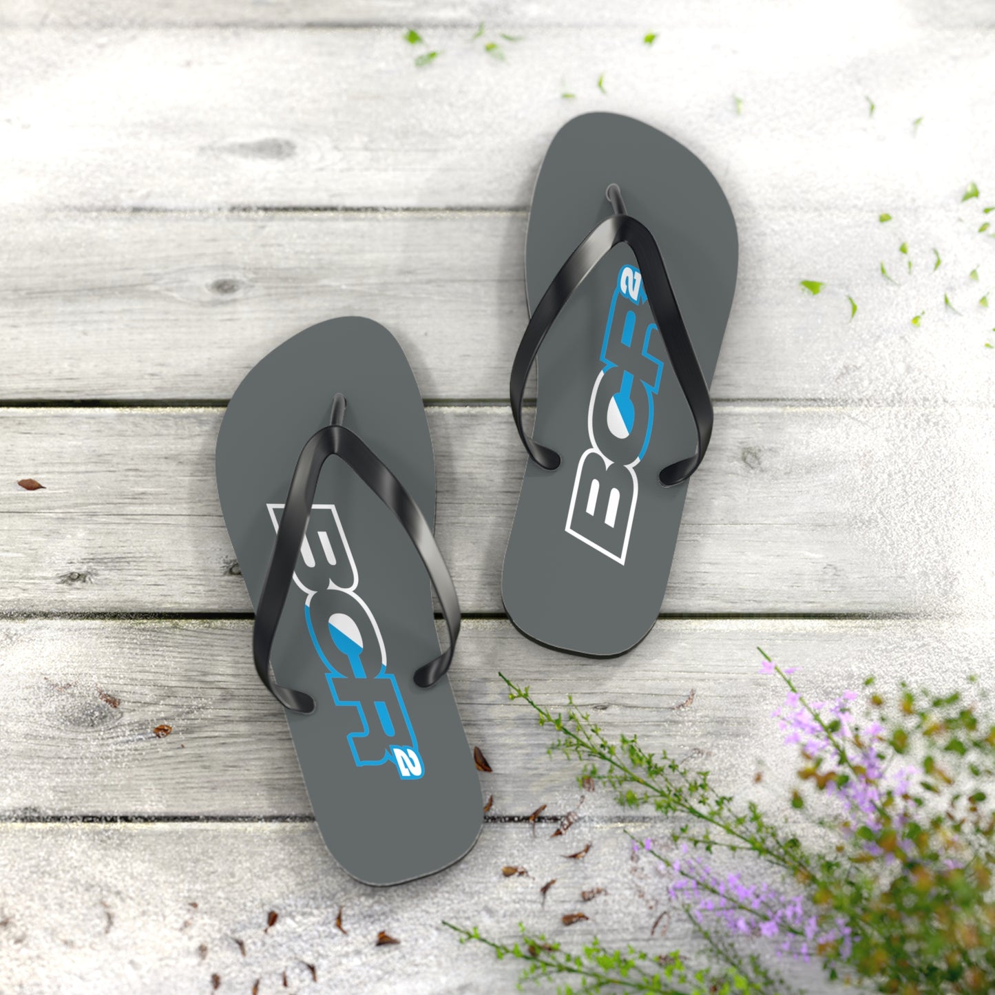 BCR Squared Gray Flip Flops